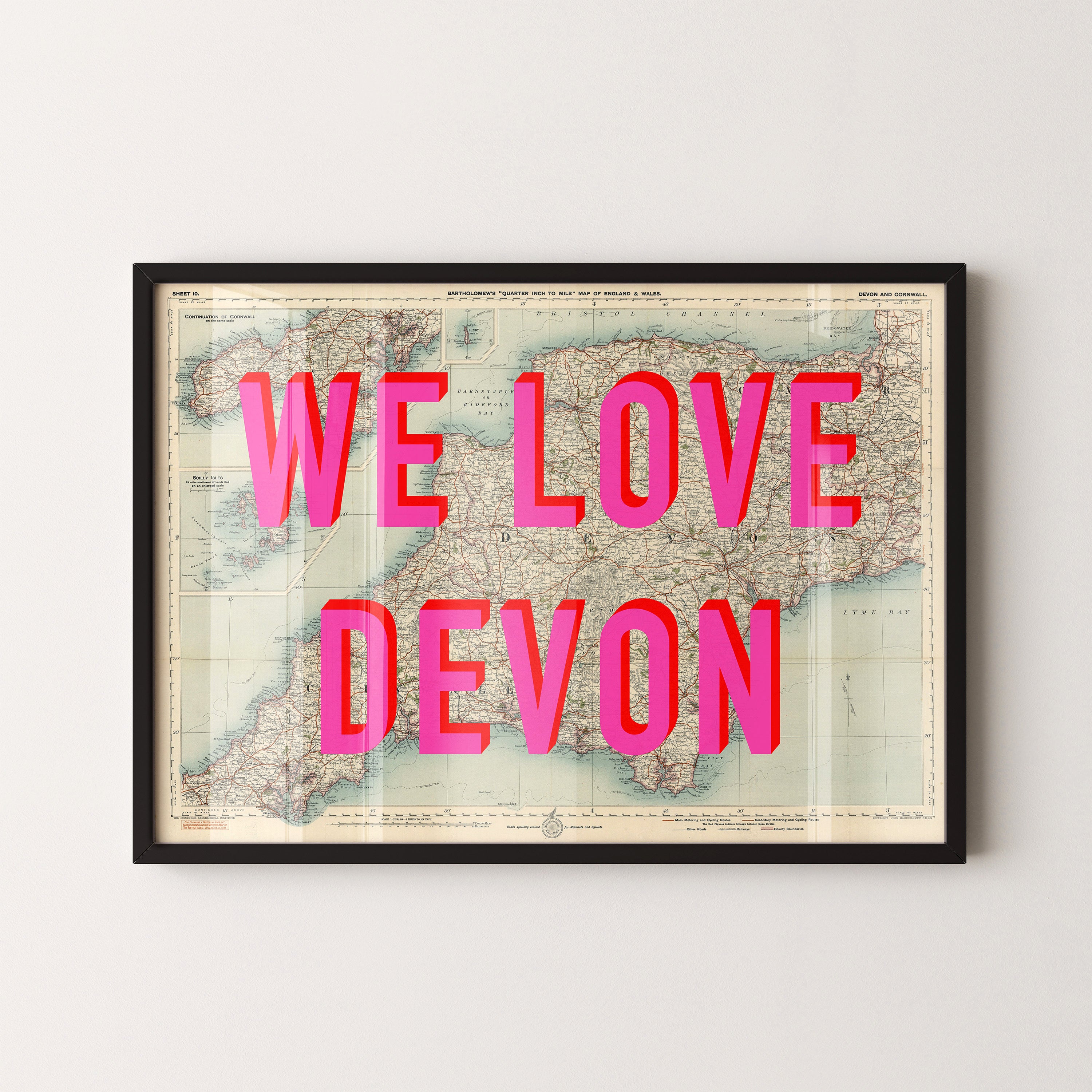 Devon Pop Art Map Print (landscape)