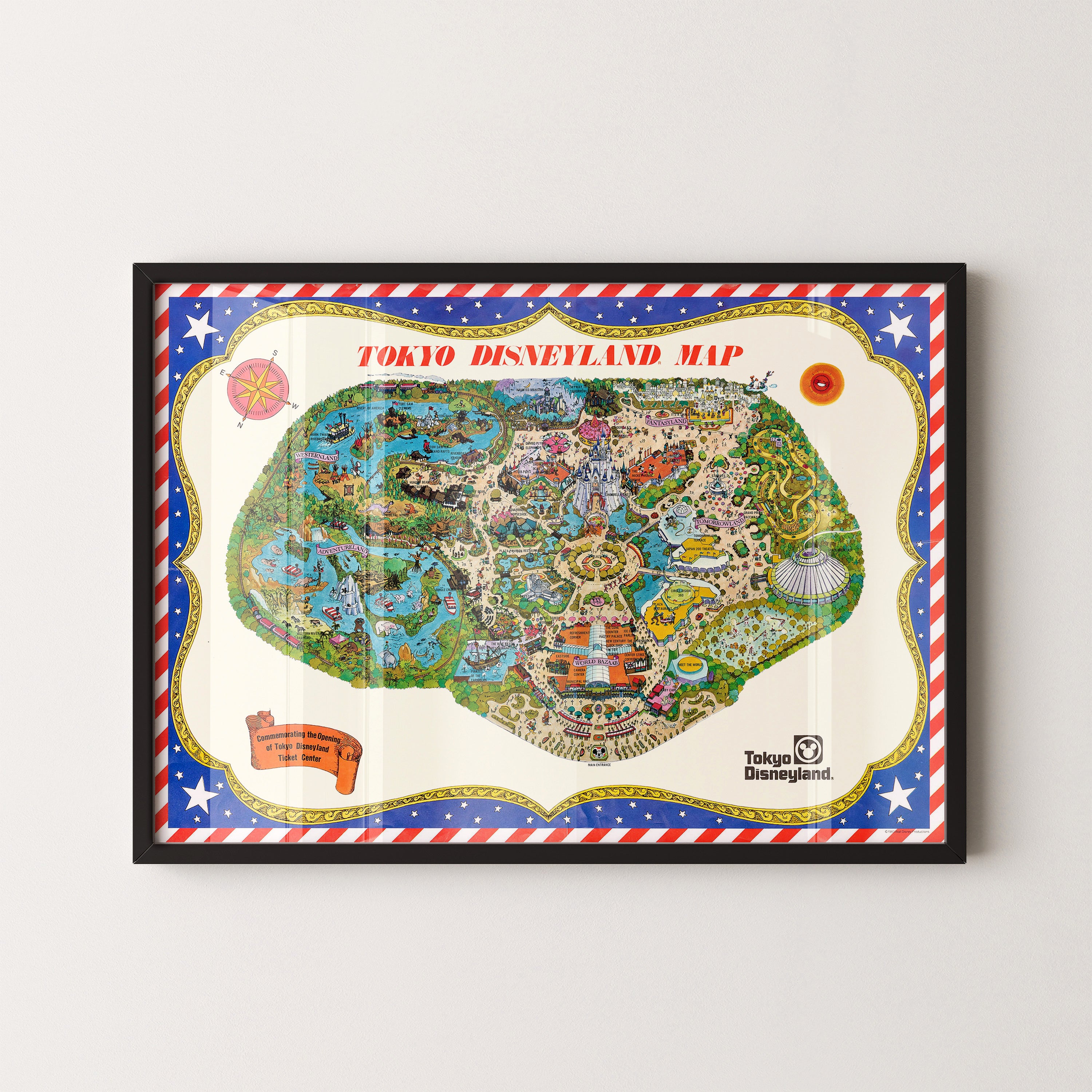 Disneyland Tokyo Theme Park Pop Art Map Print (landscape)