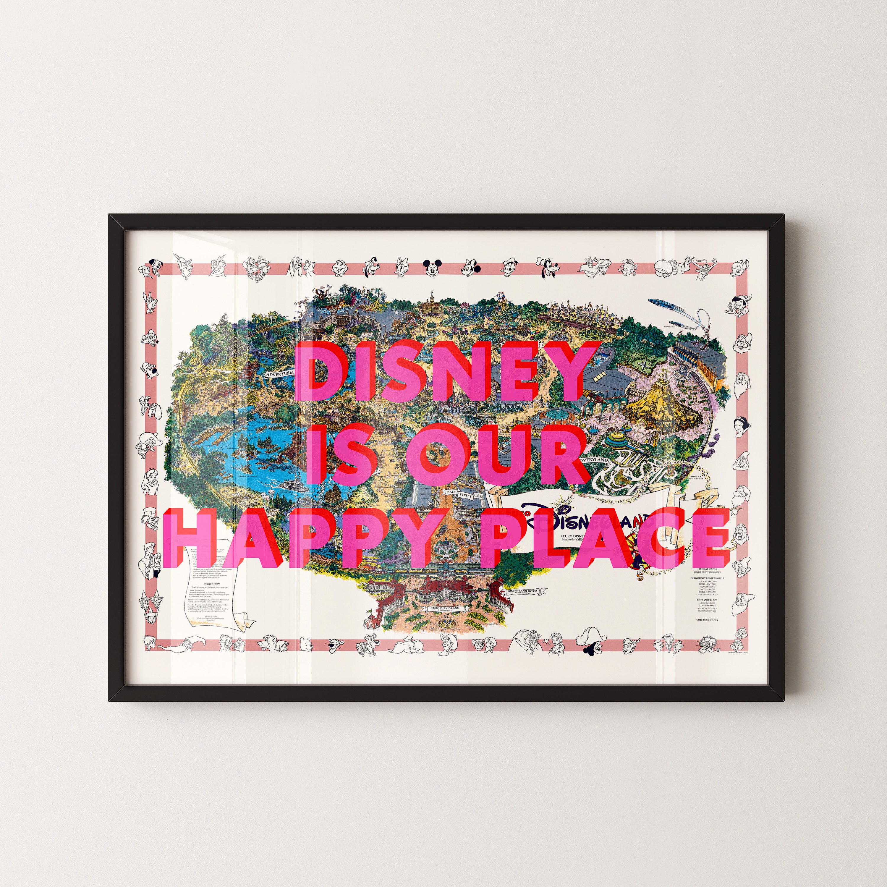 Disneyland Paris Theme Park Pop Art Map Print (landscape)