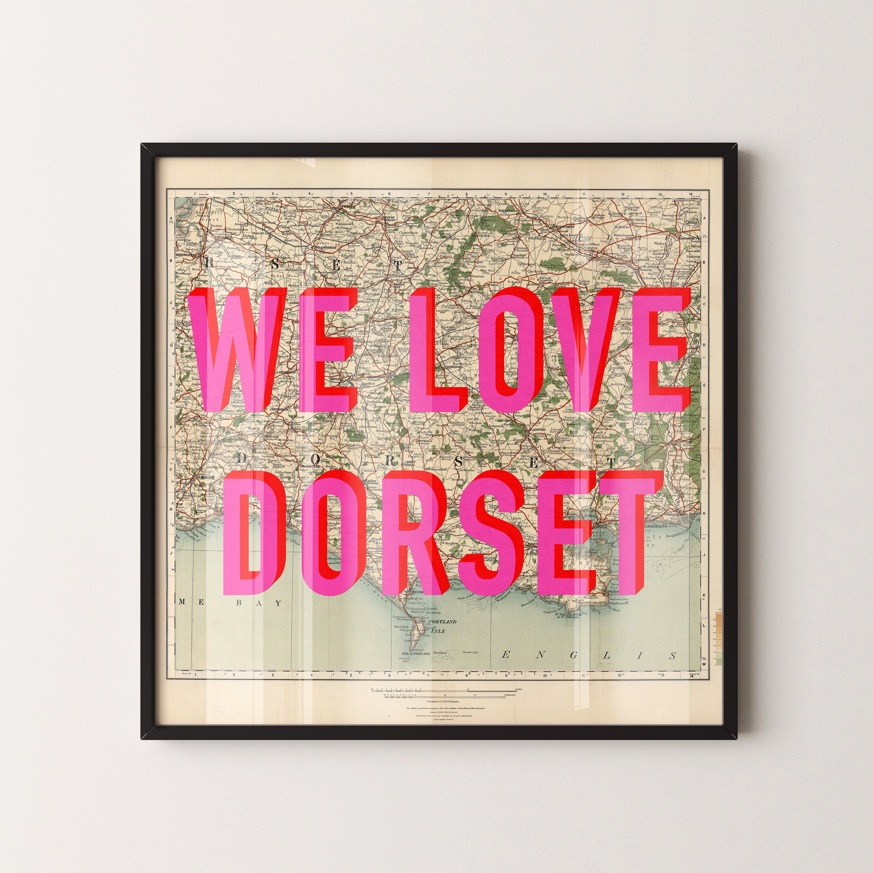 Dorset Pop Art Map Print (square)