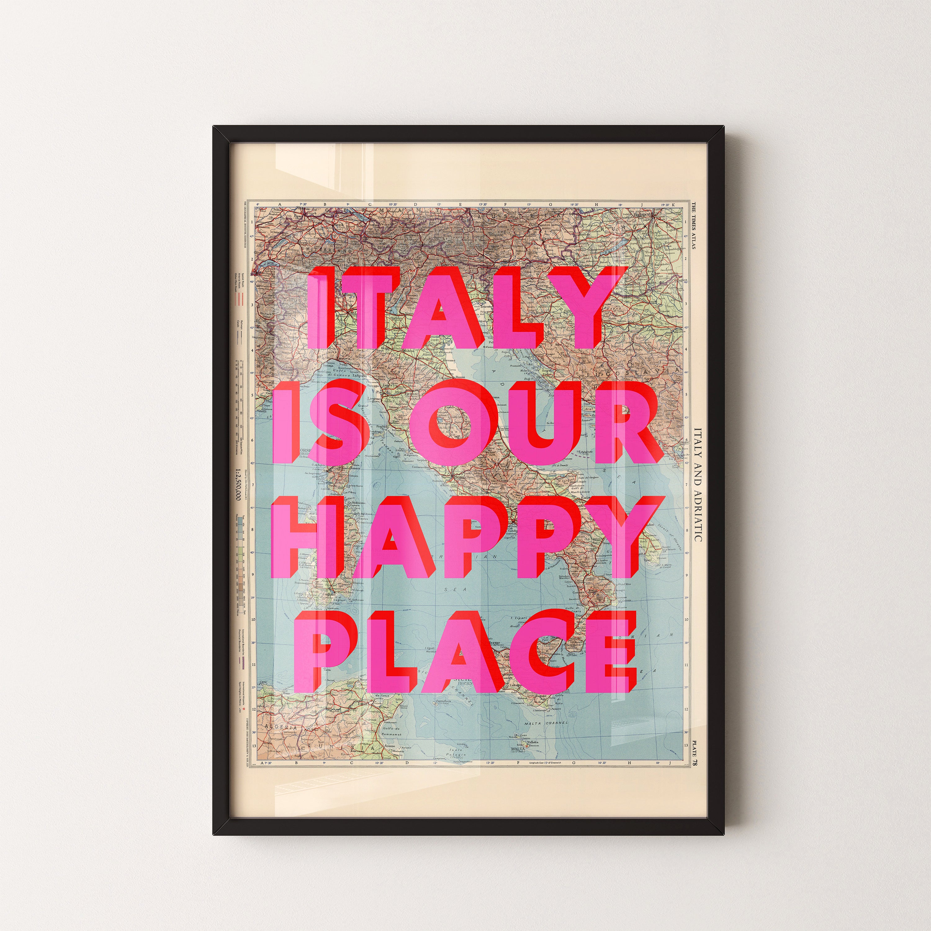 Italy Pop Art Map Print (portrait)