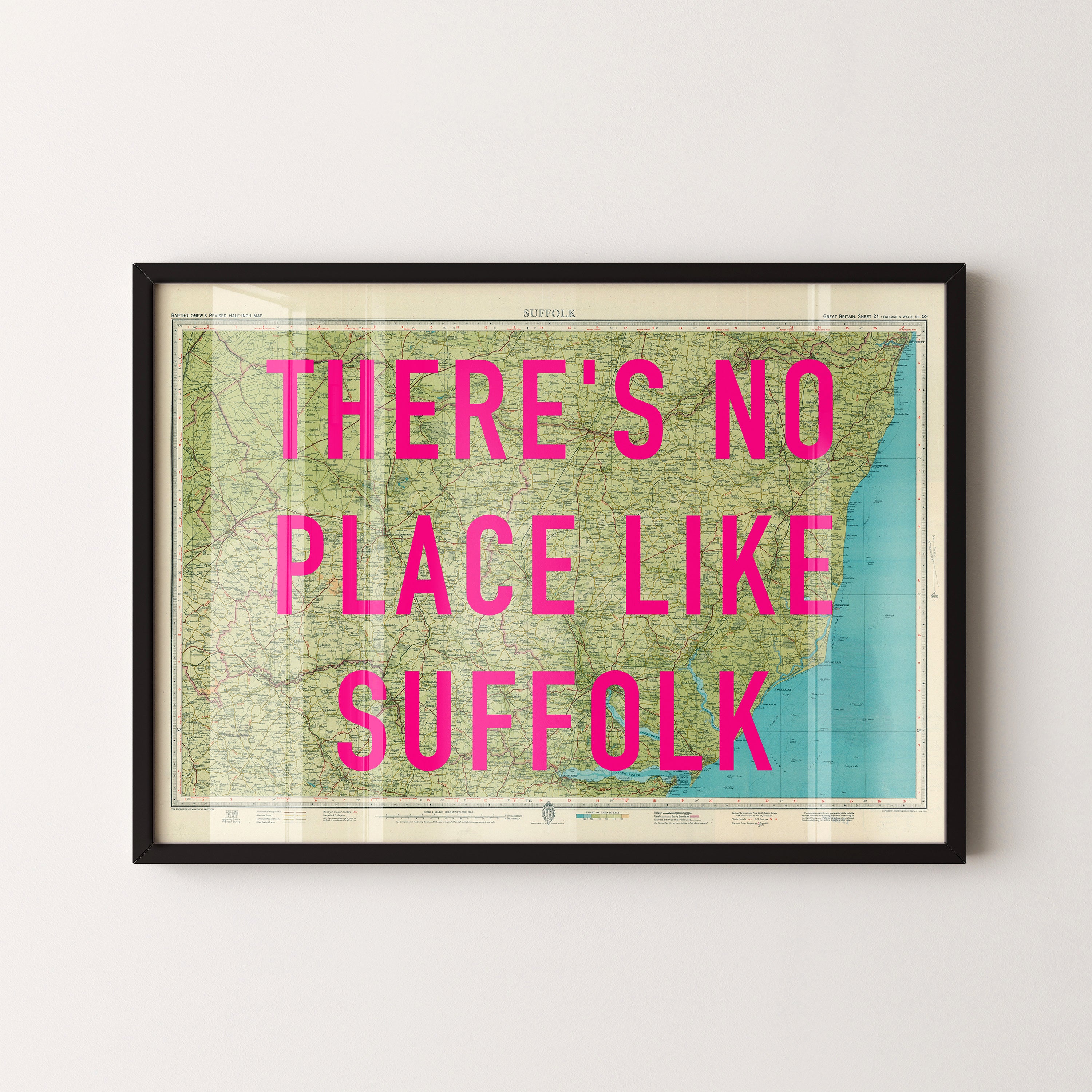 Suffolk Pop Art Map Print (landscape)