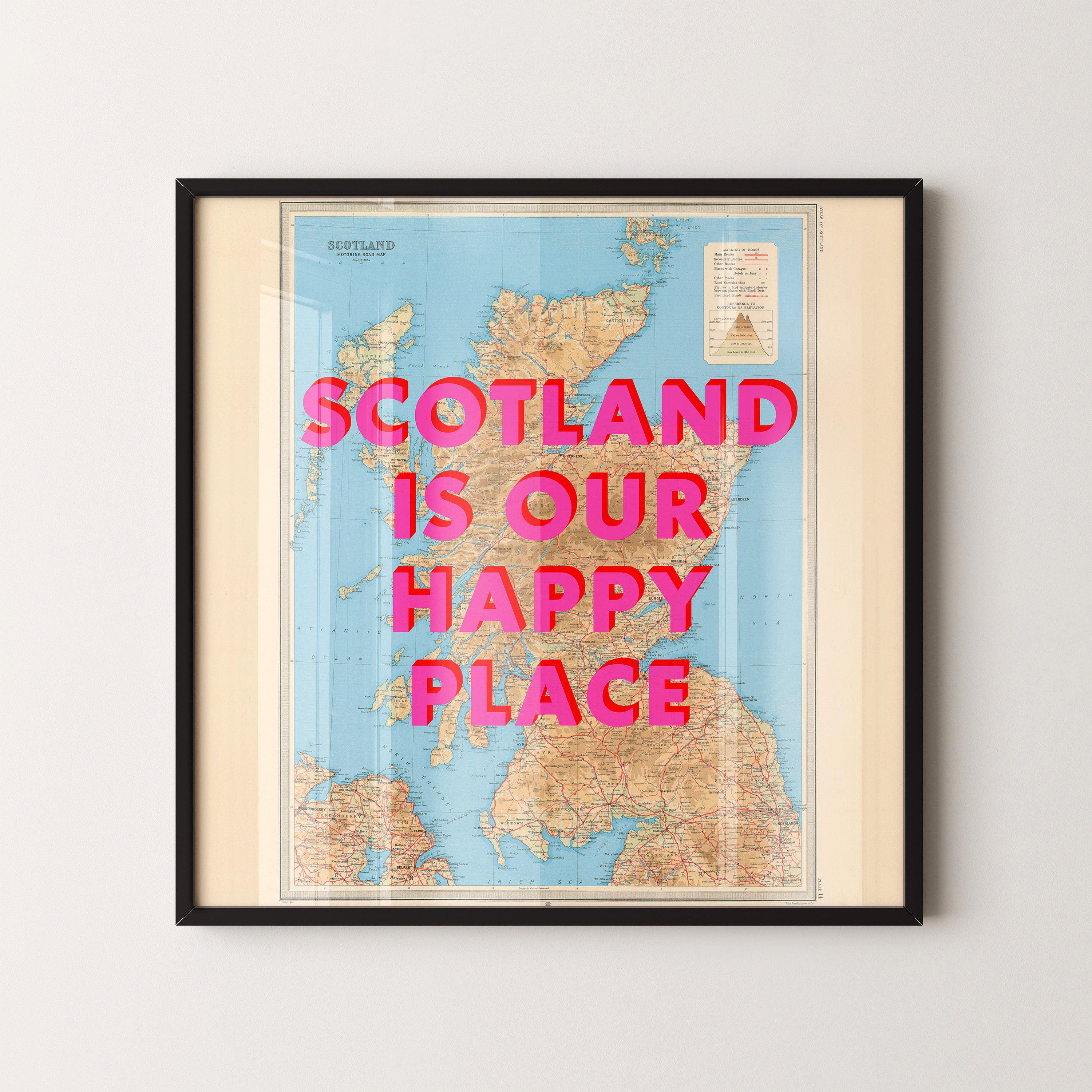 Scotland Pop Art Map Print (square)