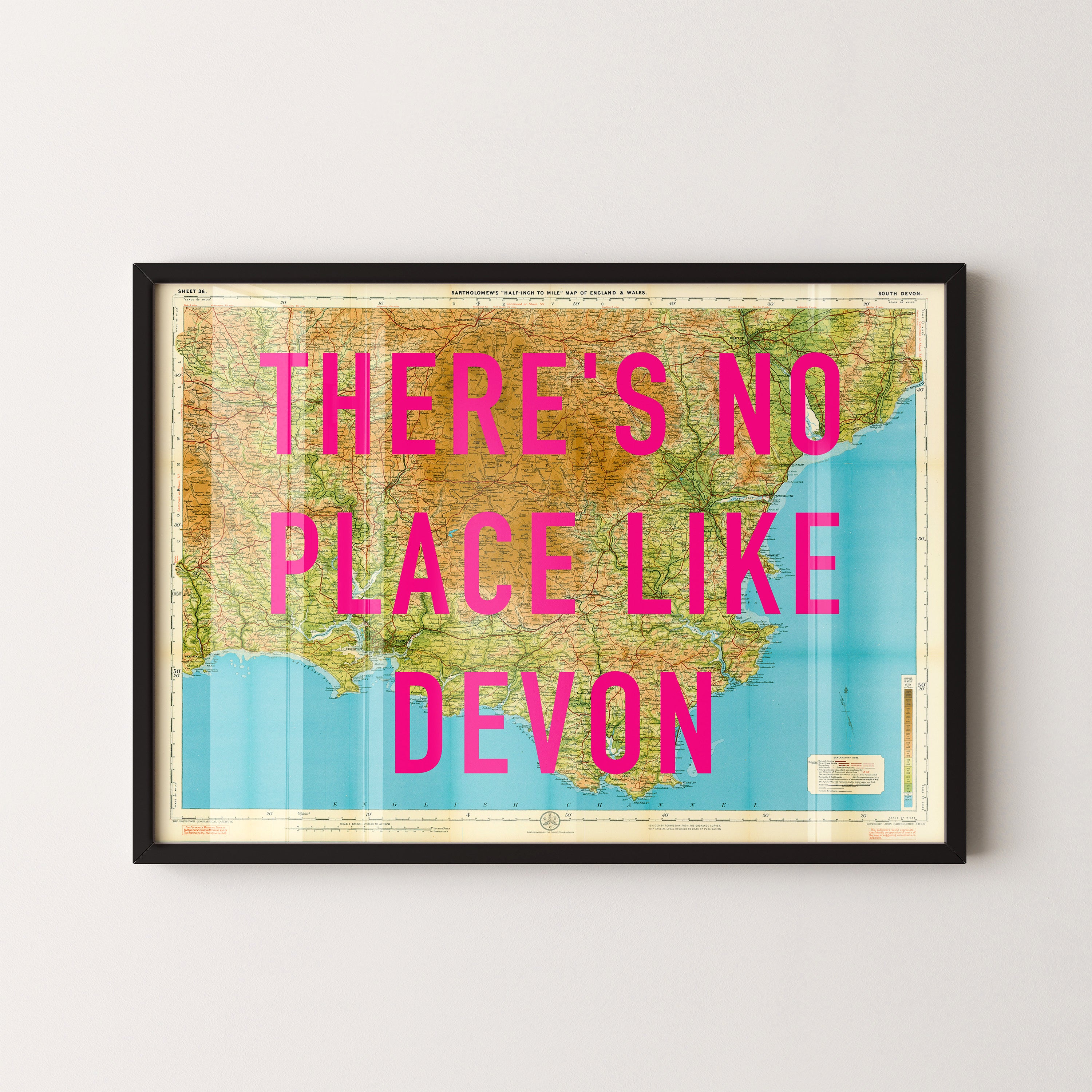 South Devon Pop Art Map Print (landscape)