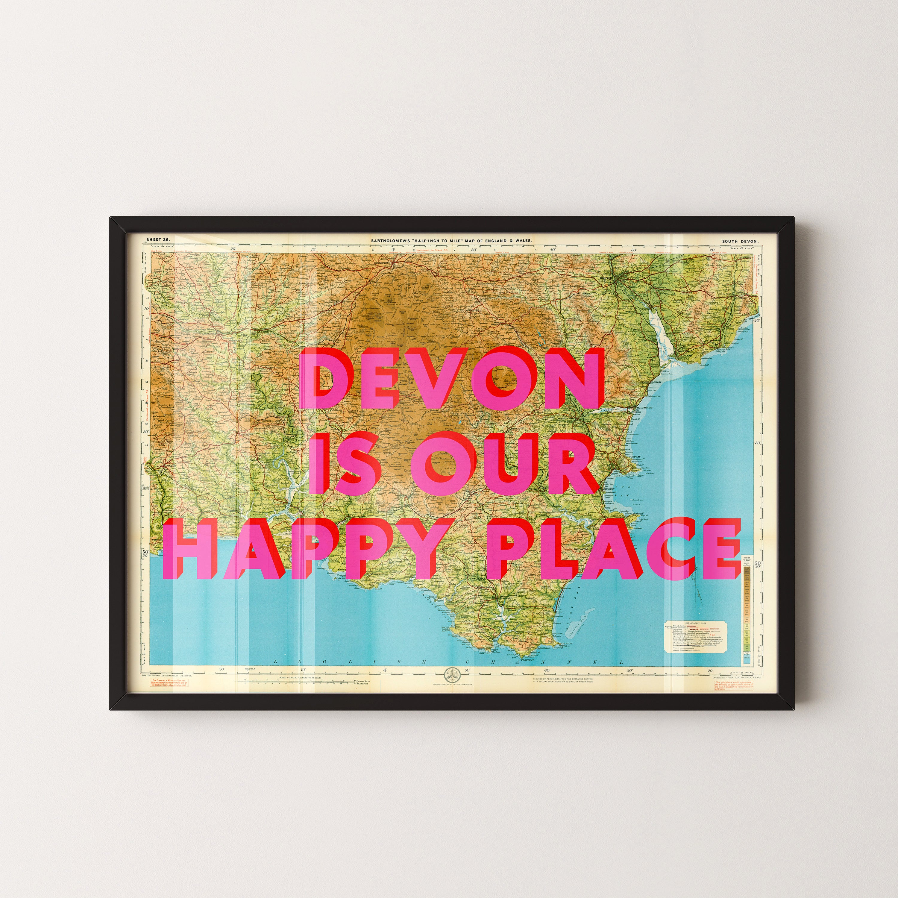 South Devon Pop Art Map Print (landscape)