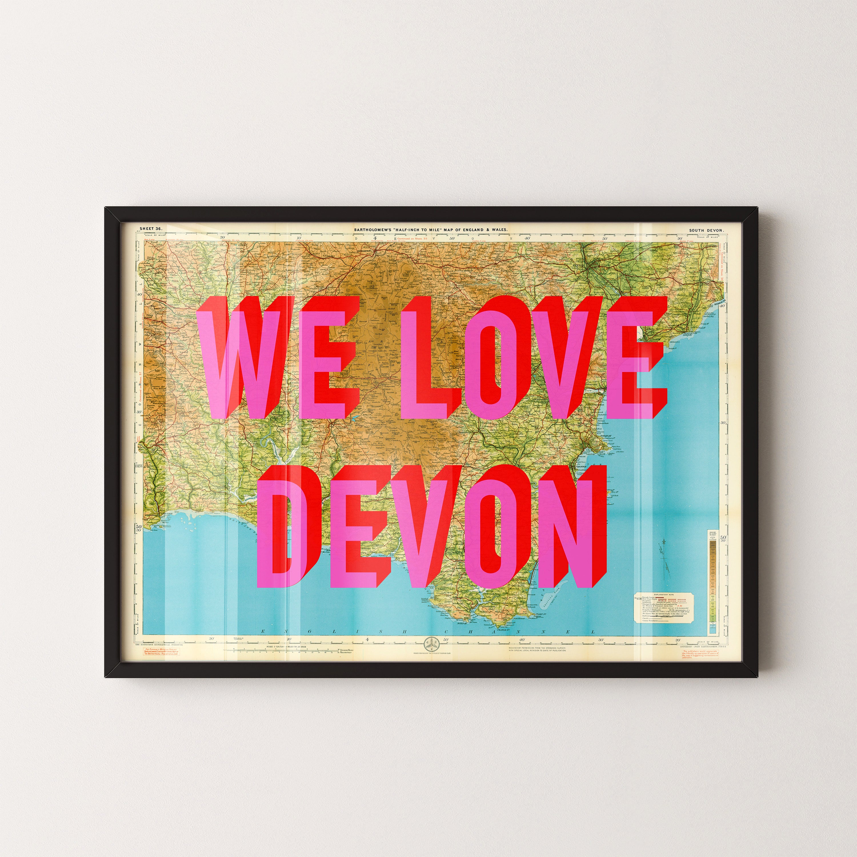 South Devon Pop Art Map Print (landscape)