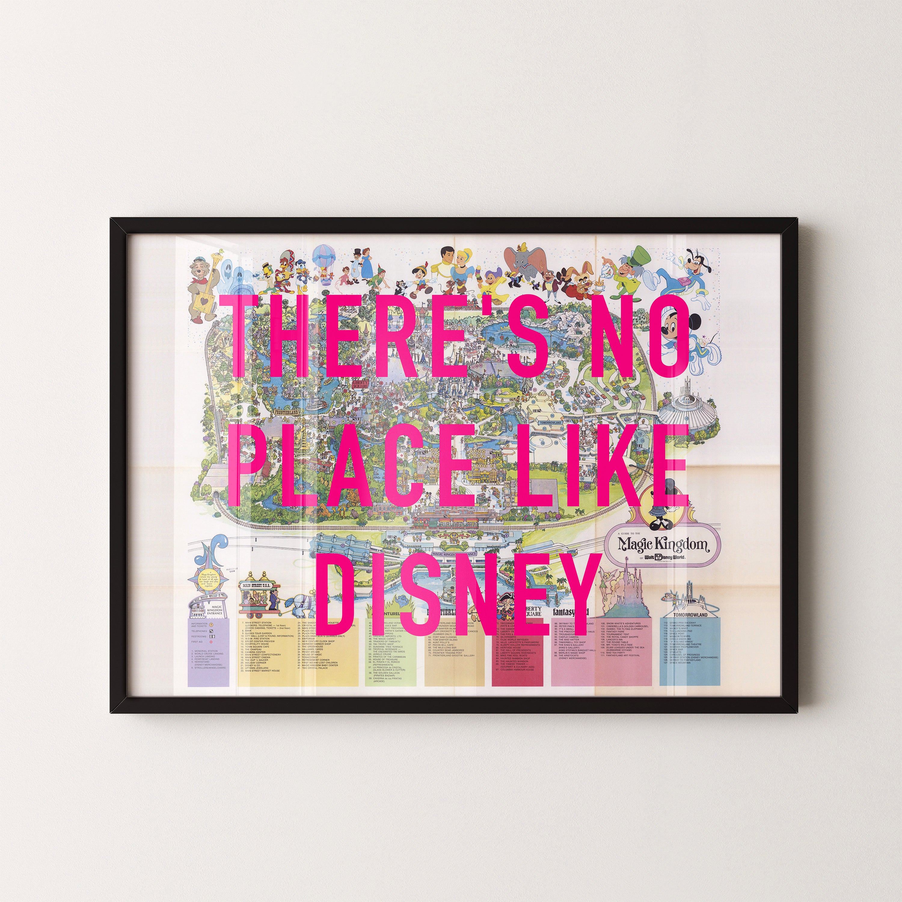 Disney World Florida Theme Park Pop Art Map Print (landscape)