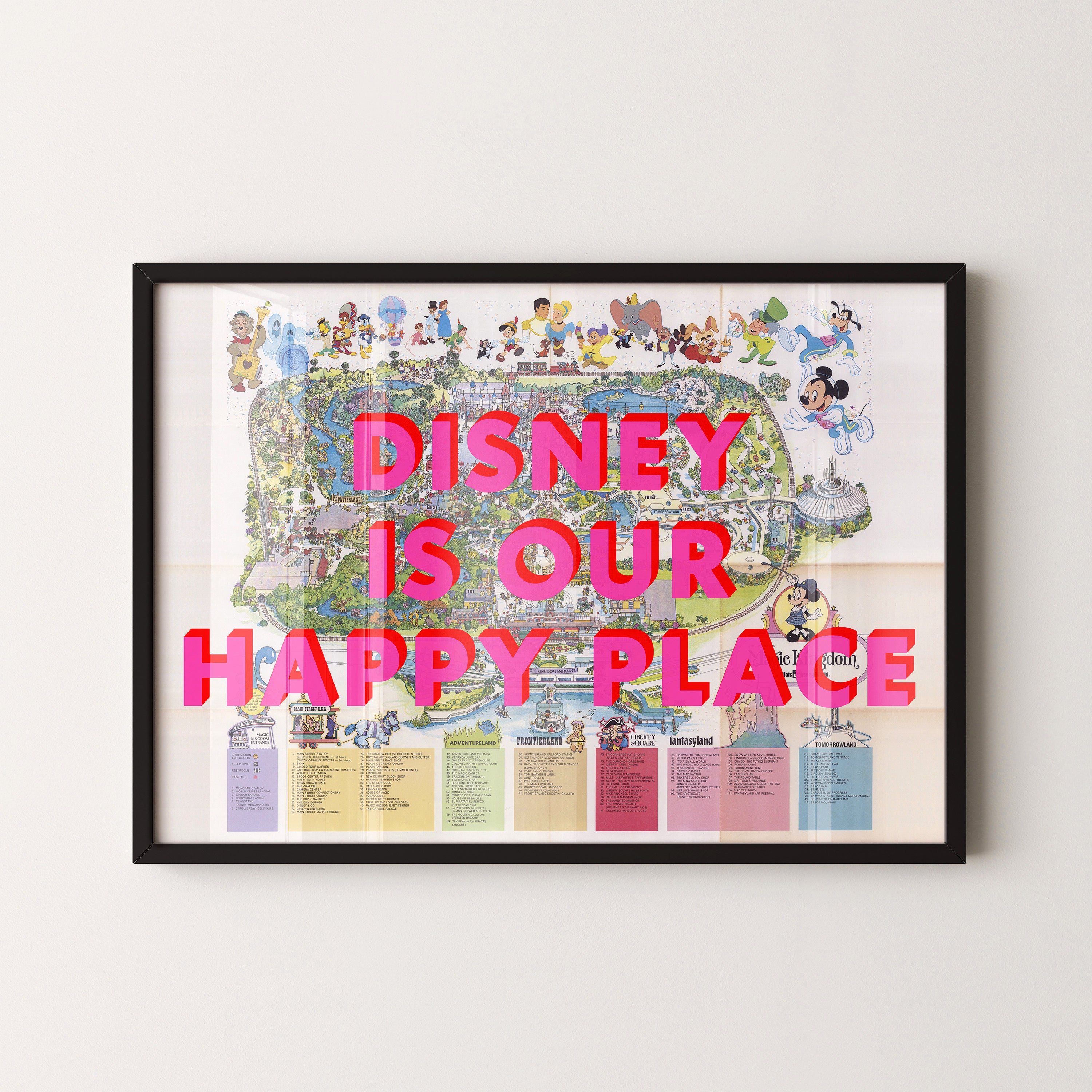 Disney World Florida Theme Park Pop Art Map Print (landscape)