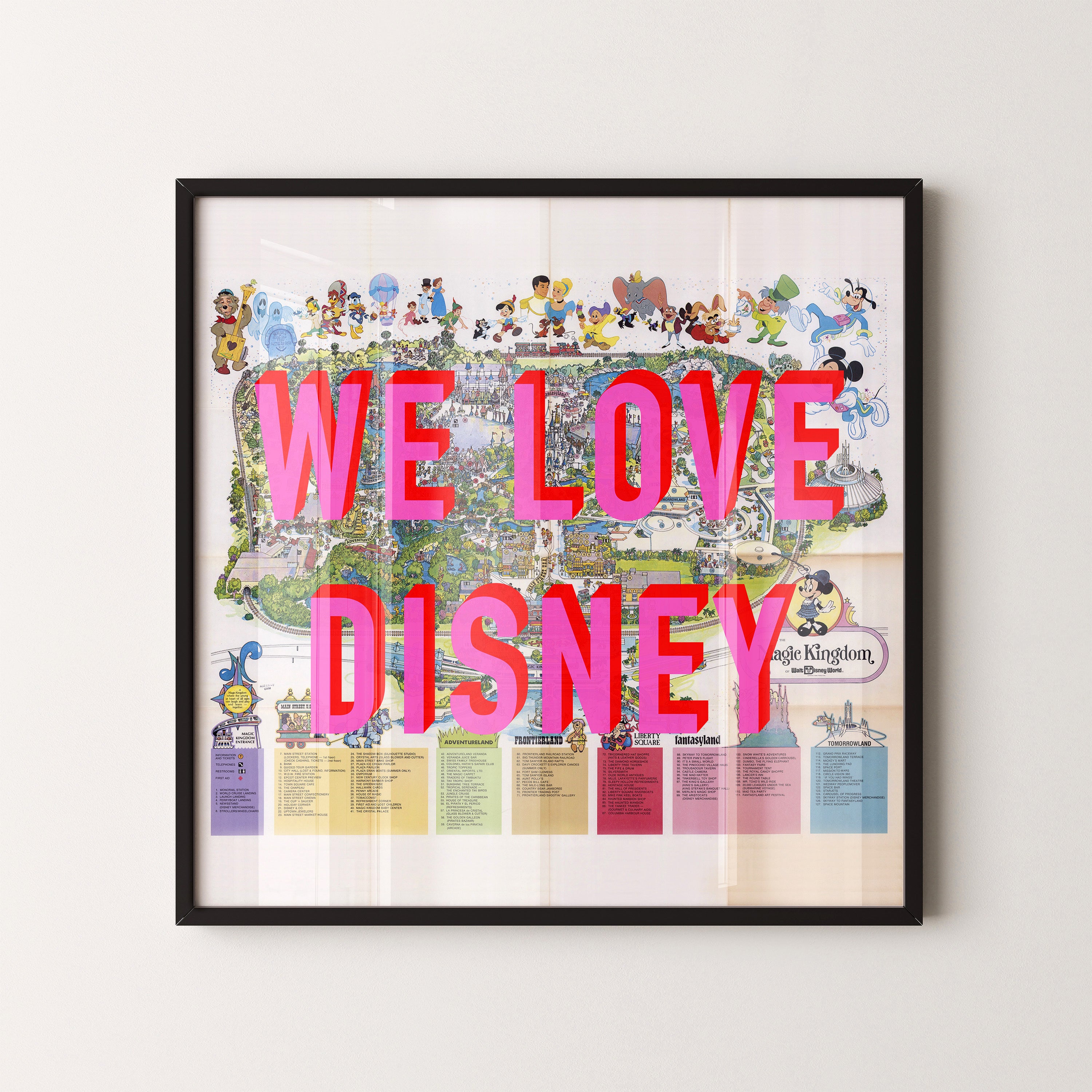 Disney World Florida Theme Park Pop Art Map Print (square)