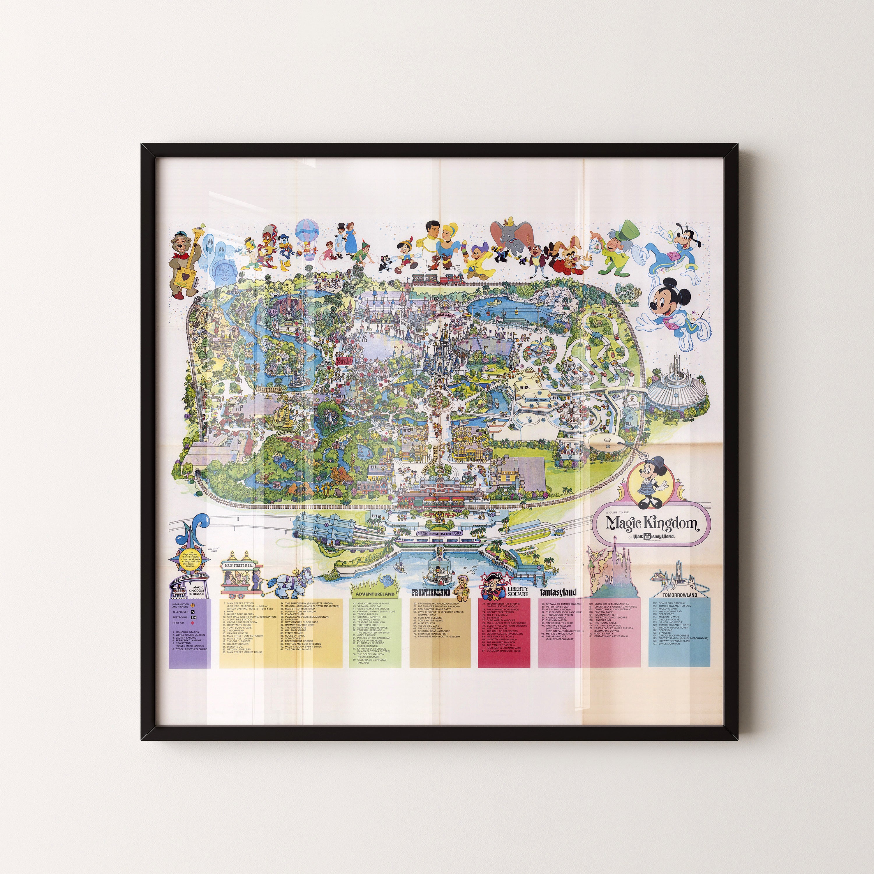 Disney World Florida Theme Park Pop Art Map Print (square)