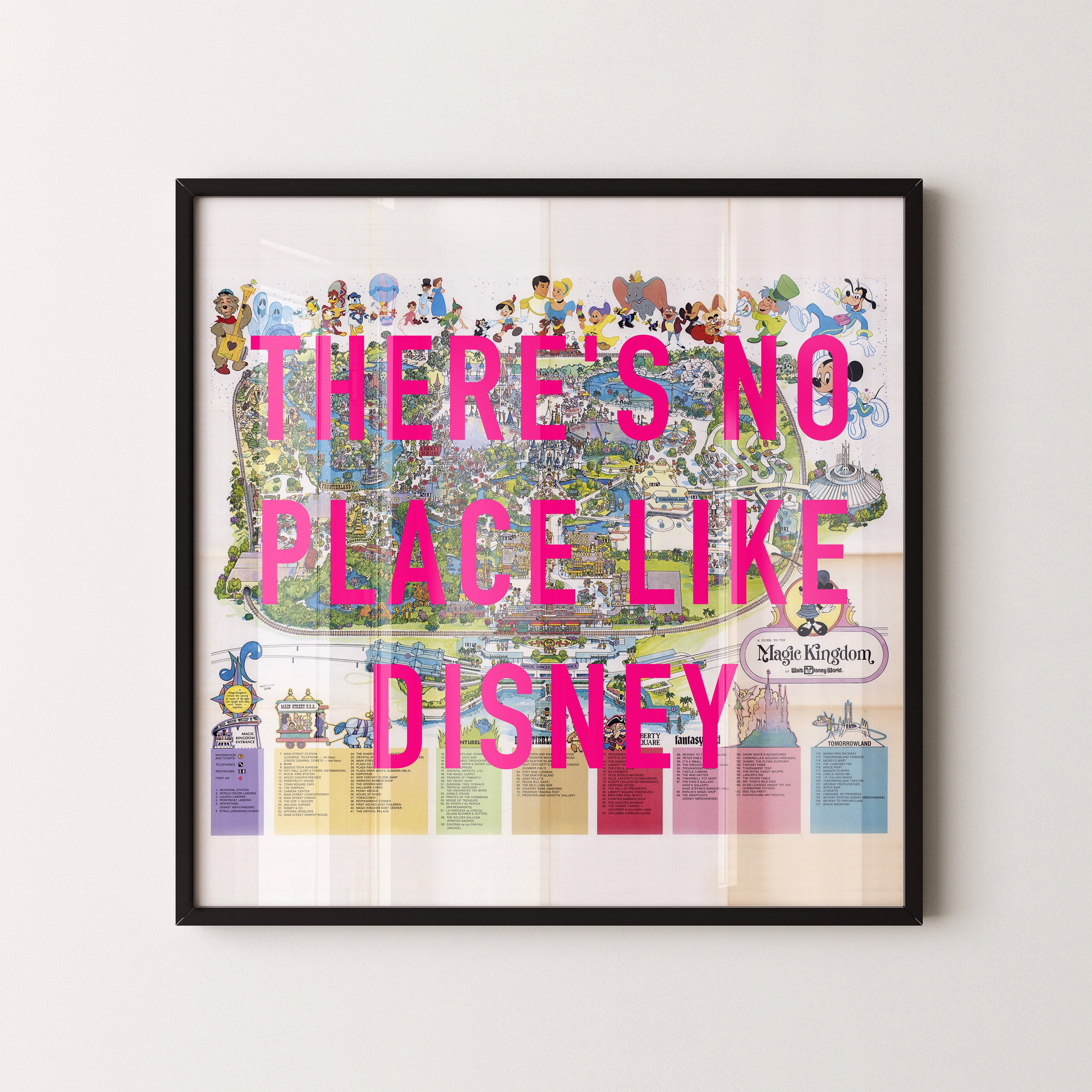 Disney World Florida Theme Park Pop Art Map Print (square)