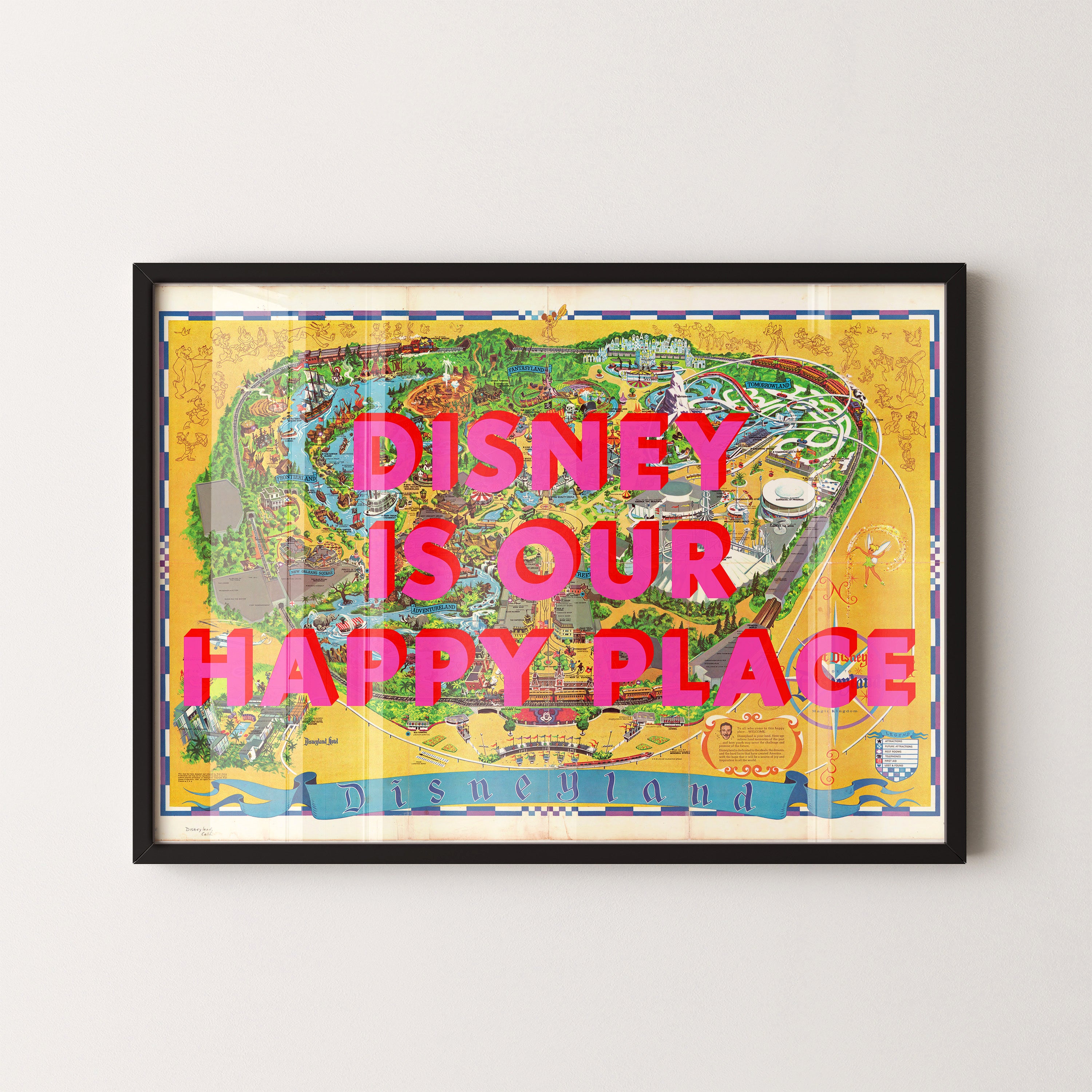 Disneyland California Theme Park Pop Art Map Print (landscape)