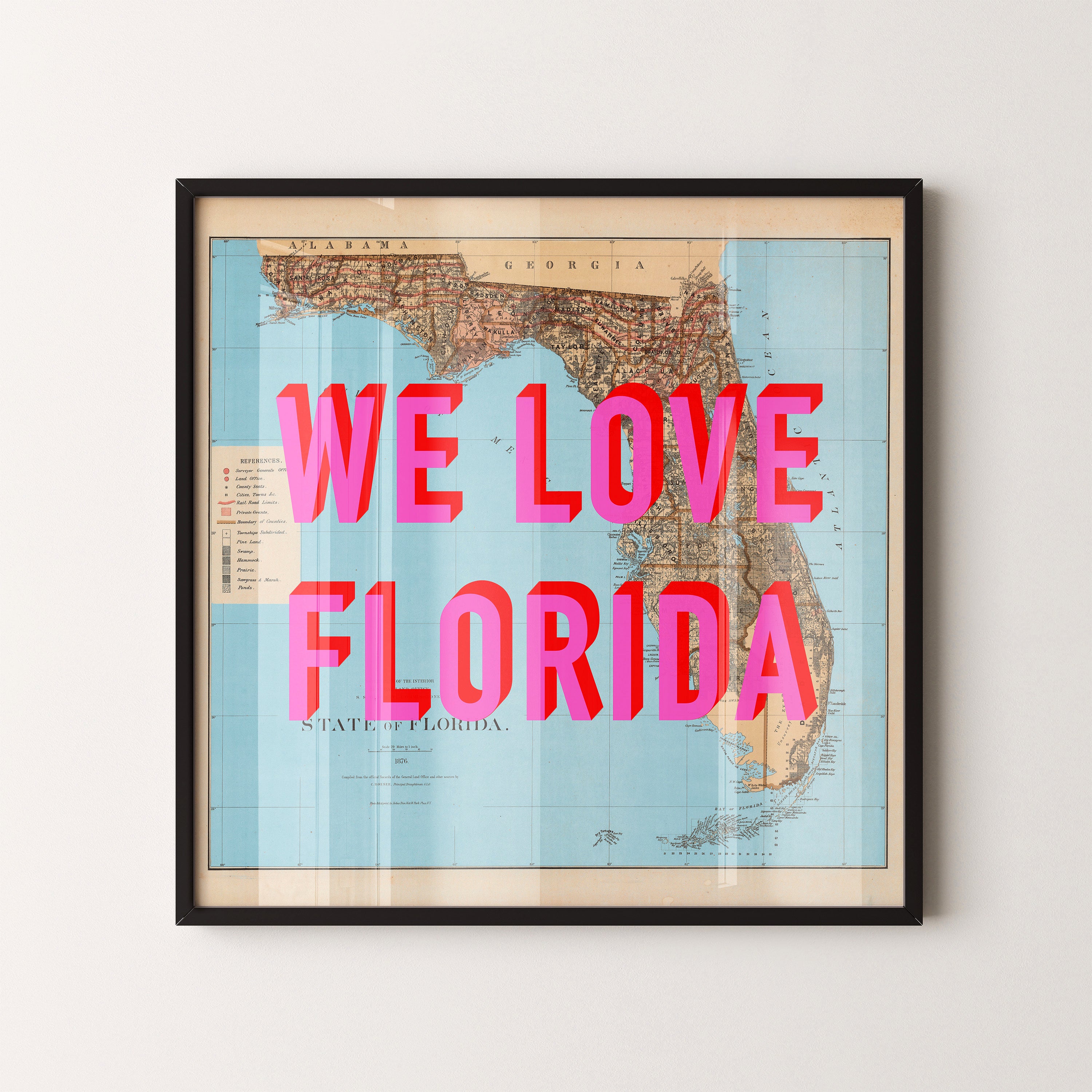 Florida Pop Art Map Print (square)