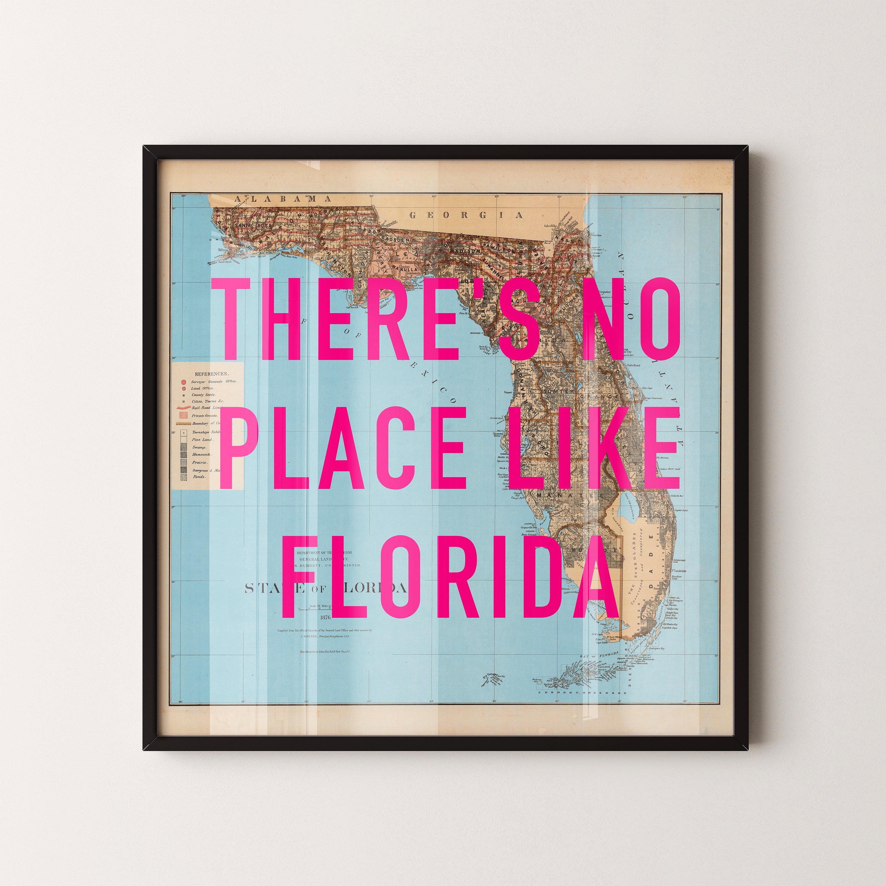 Florida Pop Art Map Print (square)