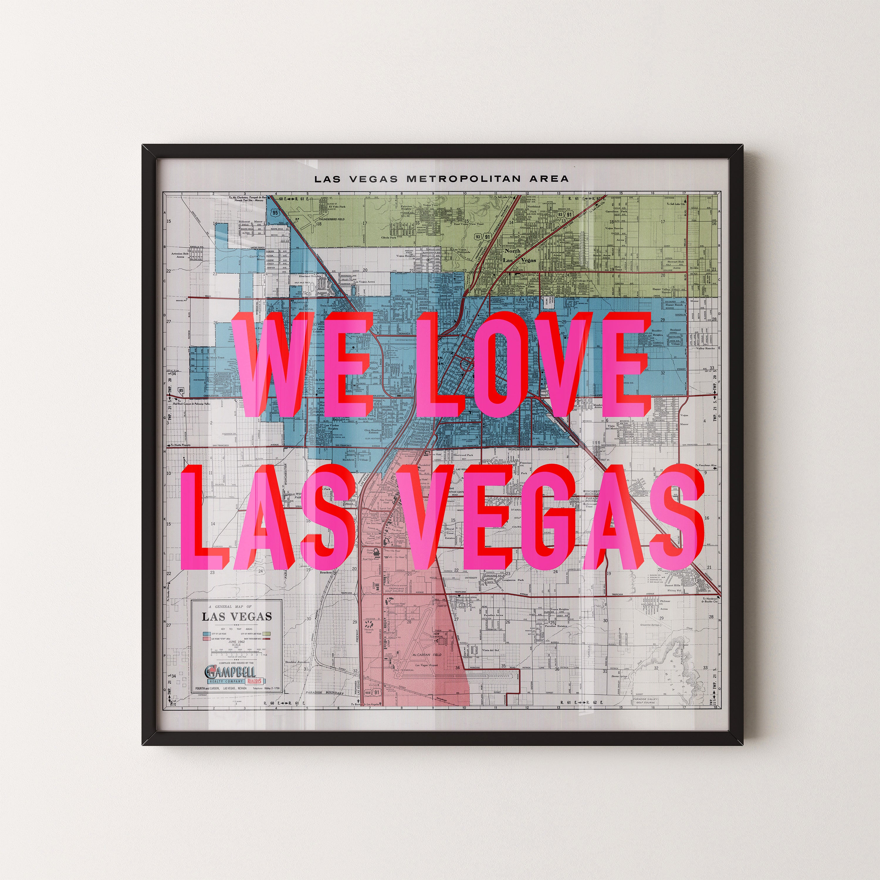 Las Vegas Pop Art Map Print (square)