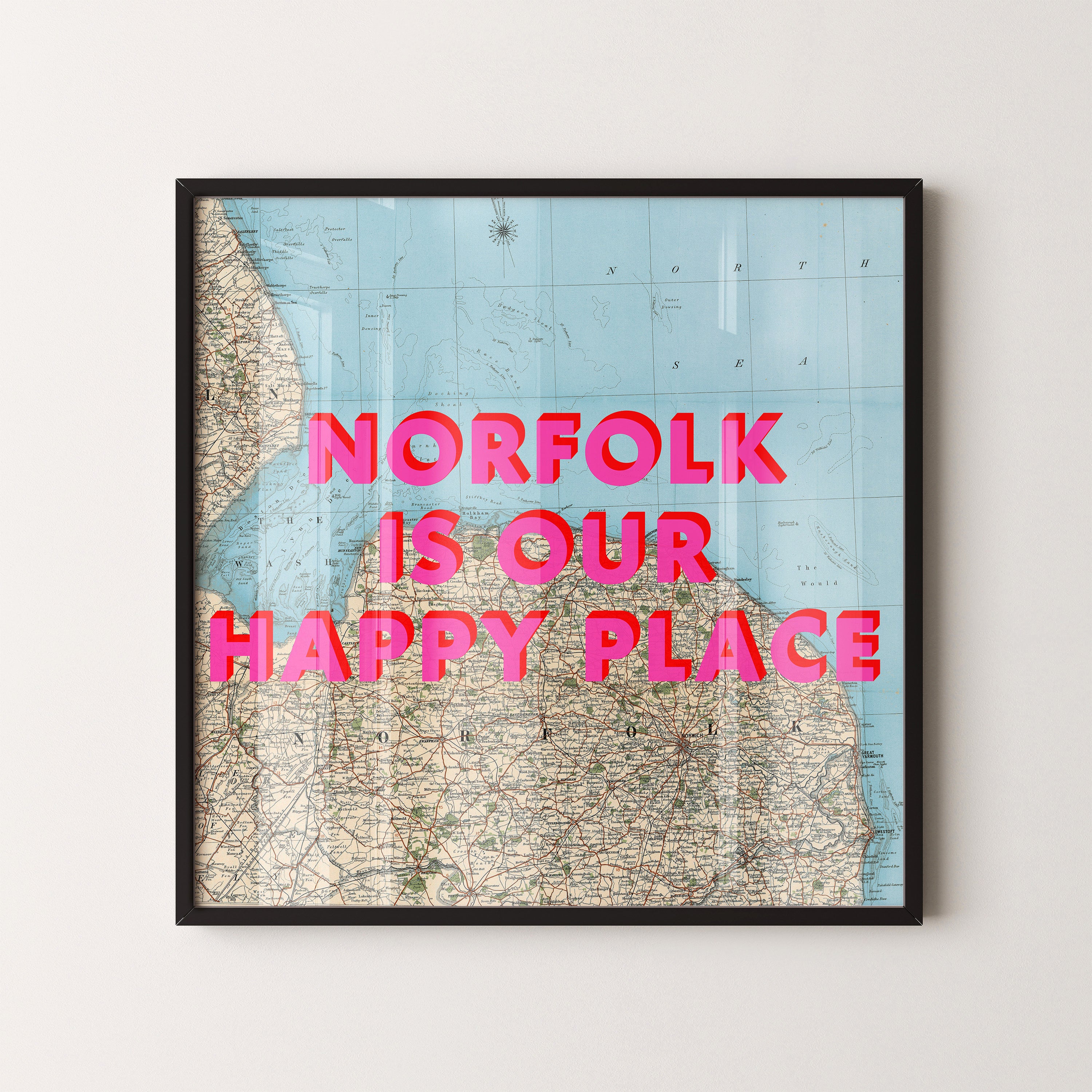Norfolk Pop Art Map Print (square)