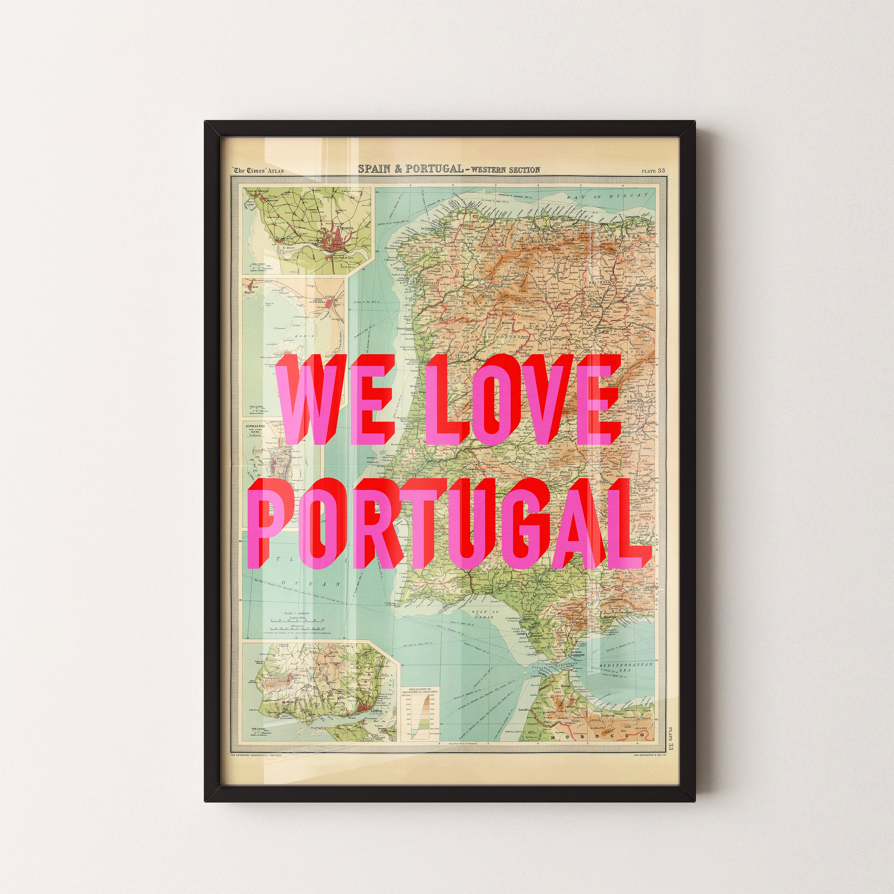 Portugal Pop Art Map Print (portrait)