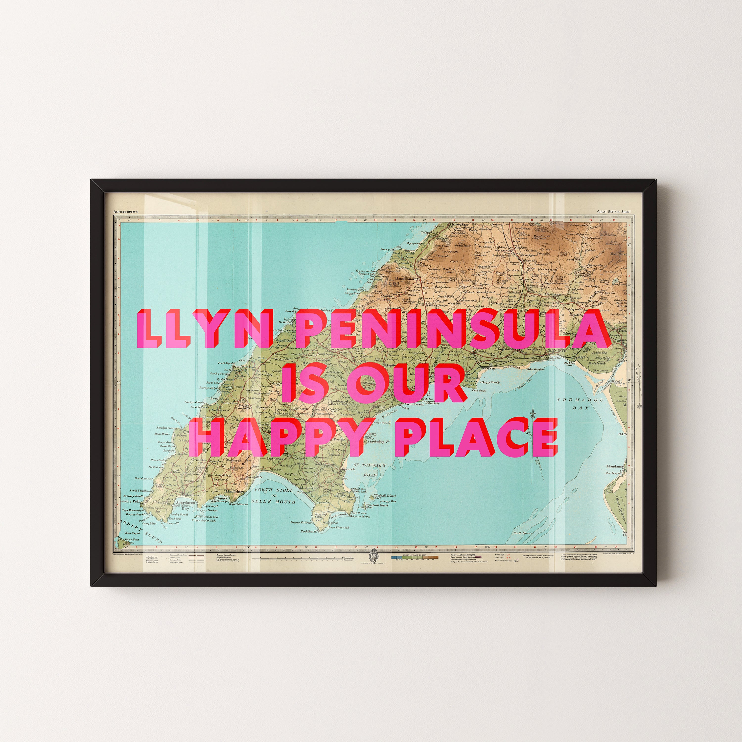 Llyn Peninsula Pop Art Map Print (landscape)