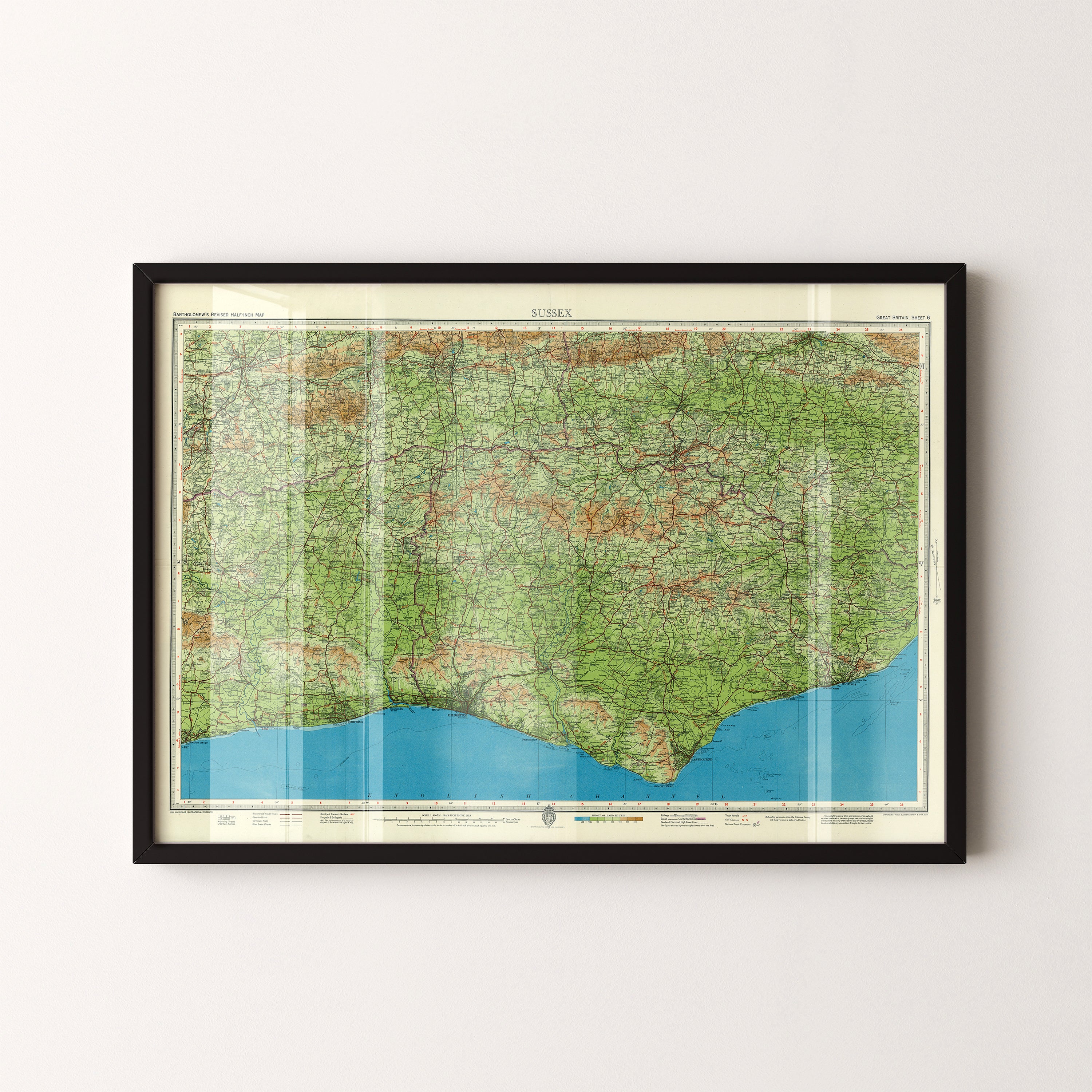 Sussex Pop Art Map Print (landscape)