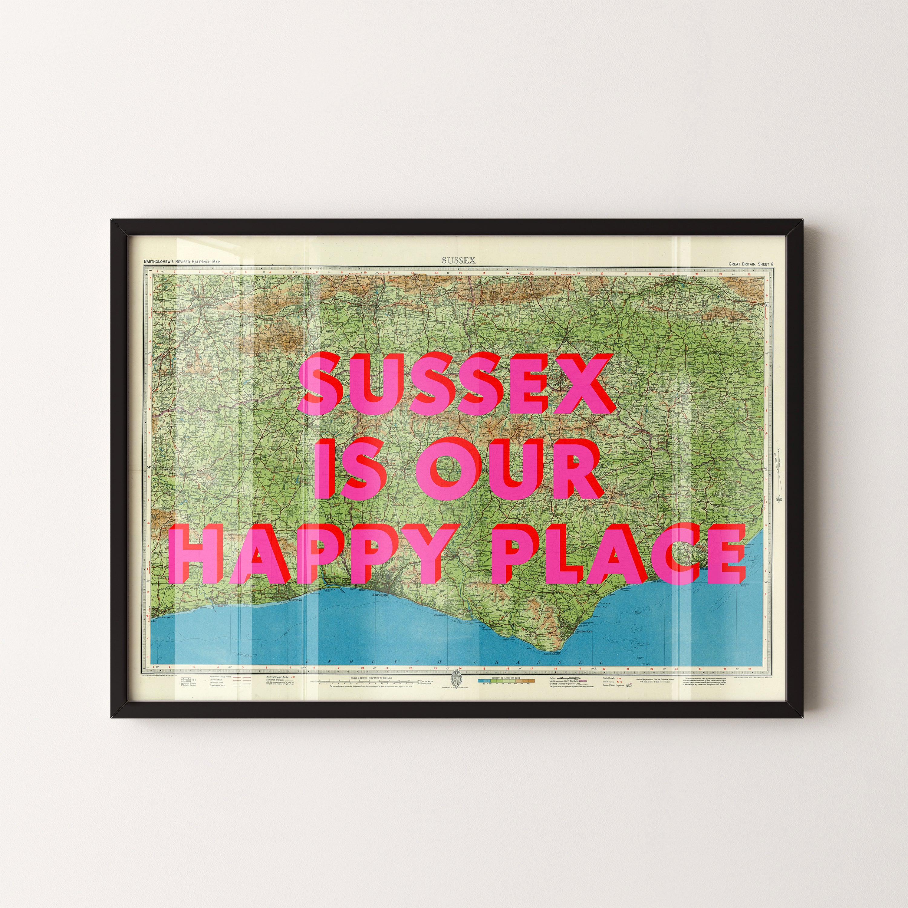 Sussex Pop Art Map Print (landscape)