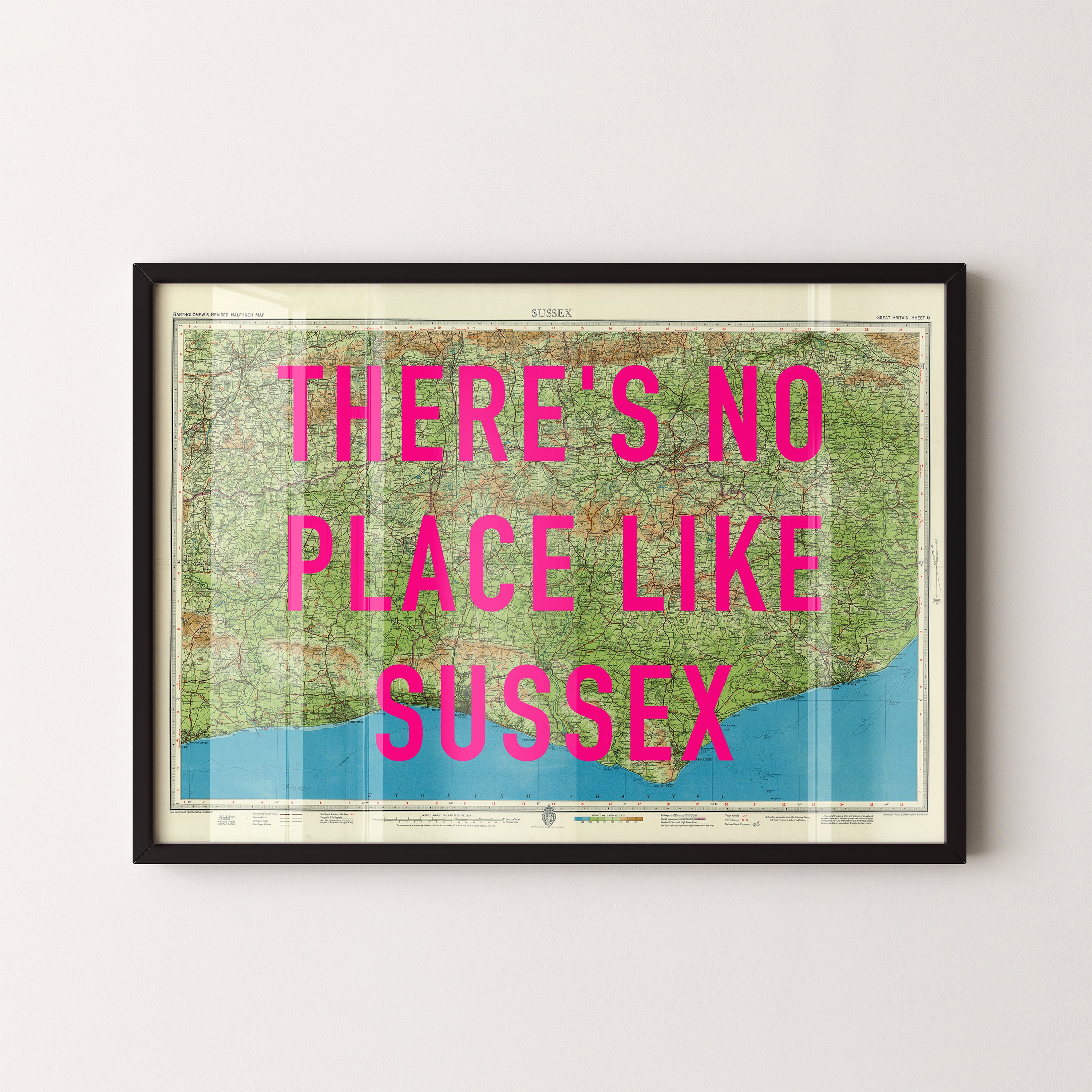 Sussex Pop Art Map Print (landscape)