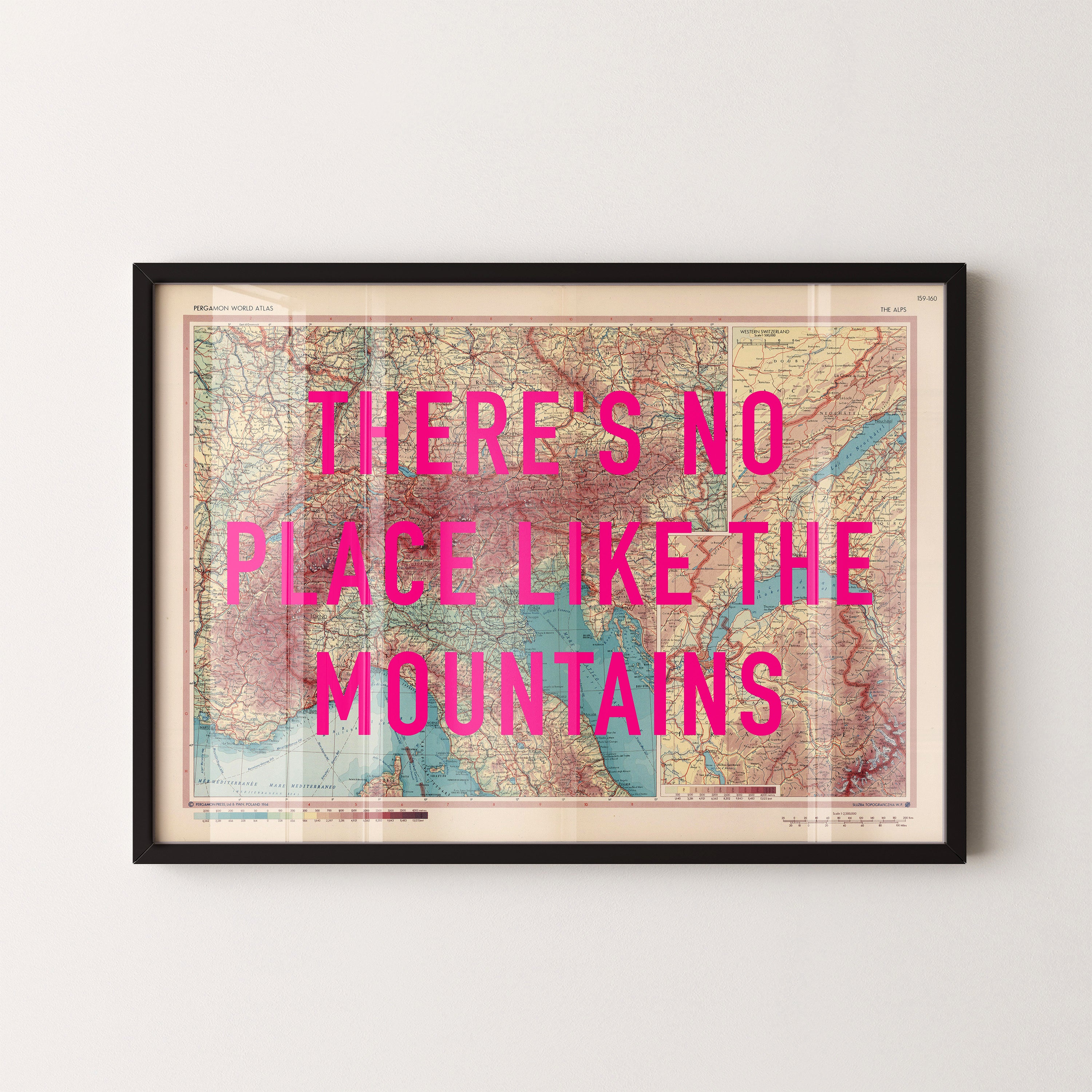 The Alps Pop Art Map Print (landscape)