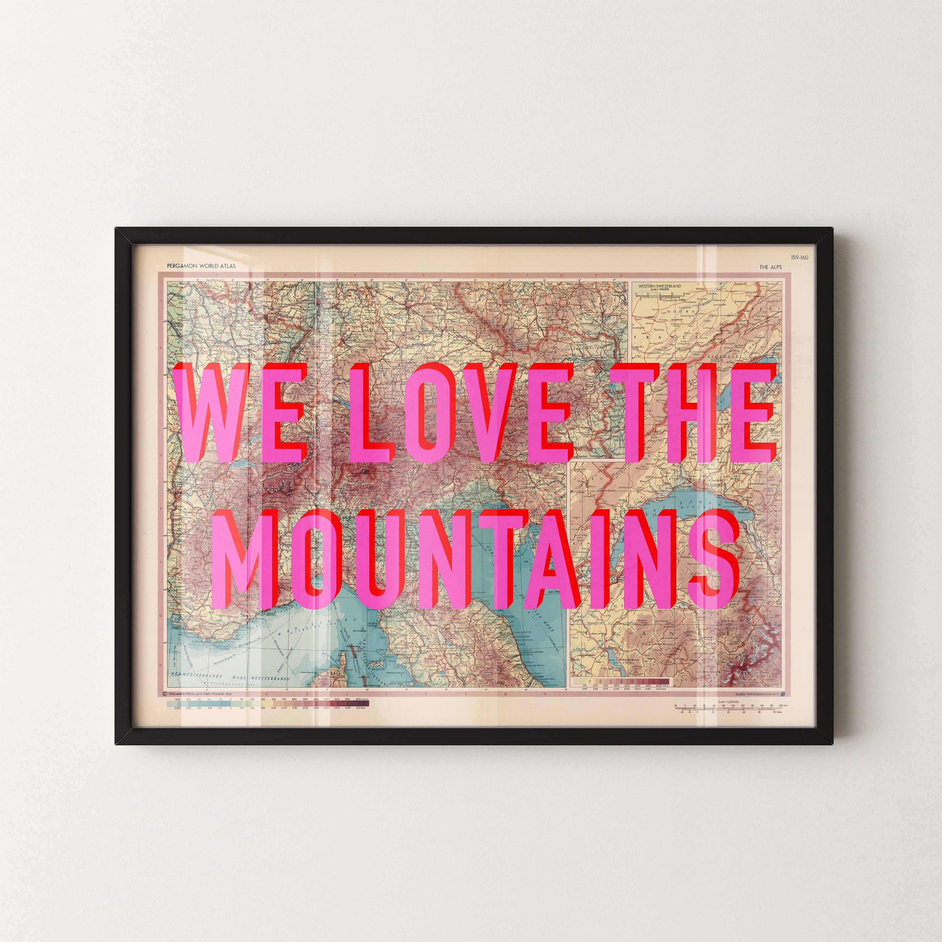 The Alps Pop Art Map Print (landscape)