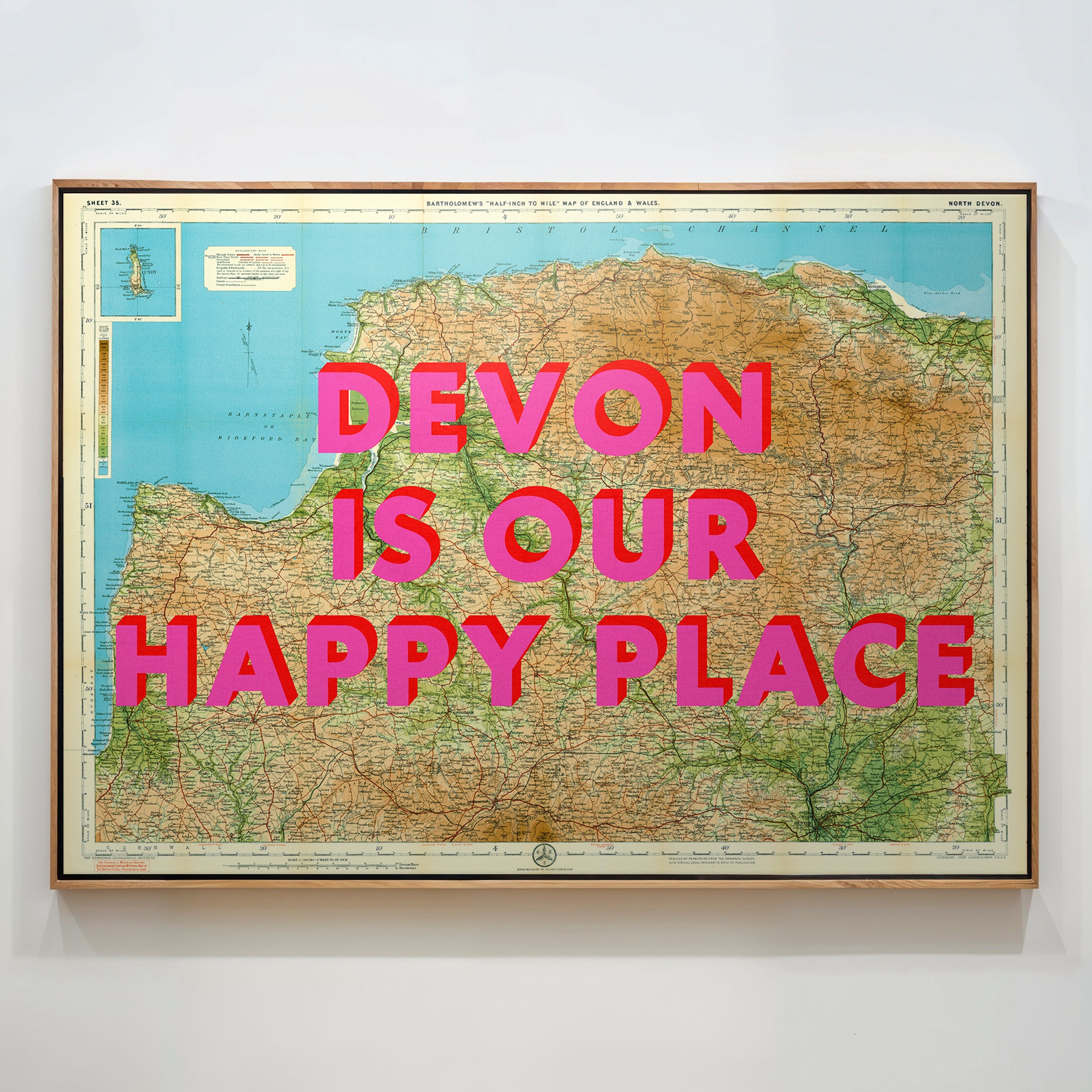 North Devon Pop Art Map Print (landscape)