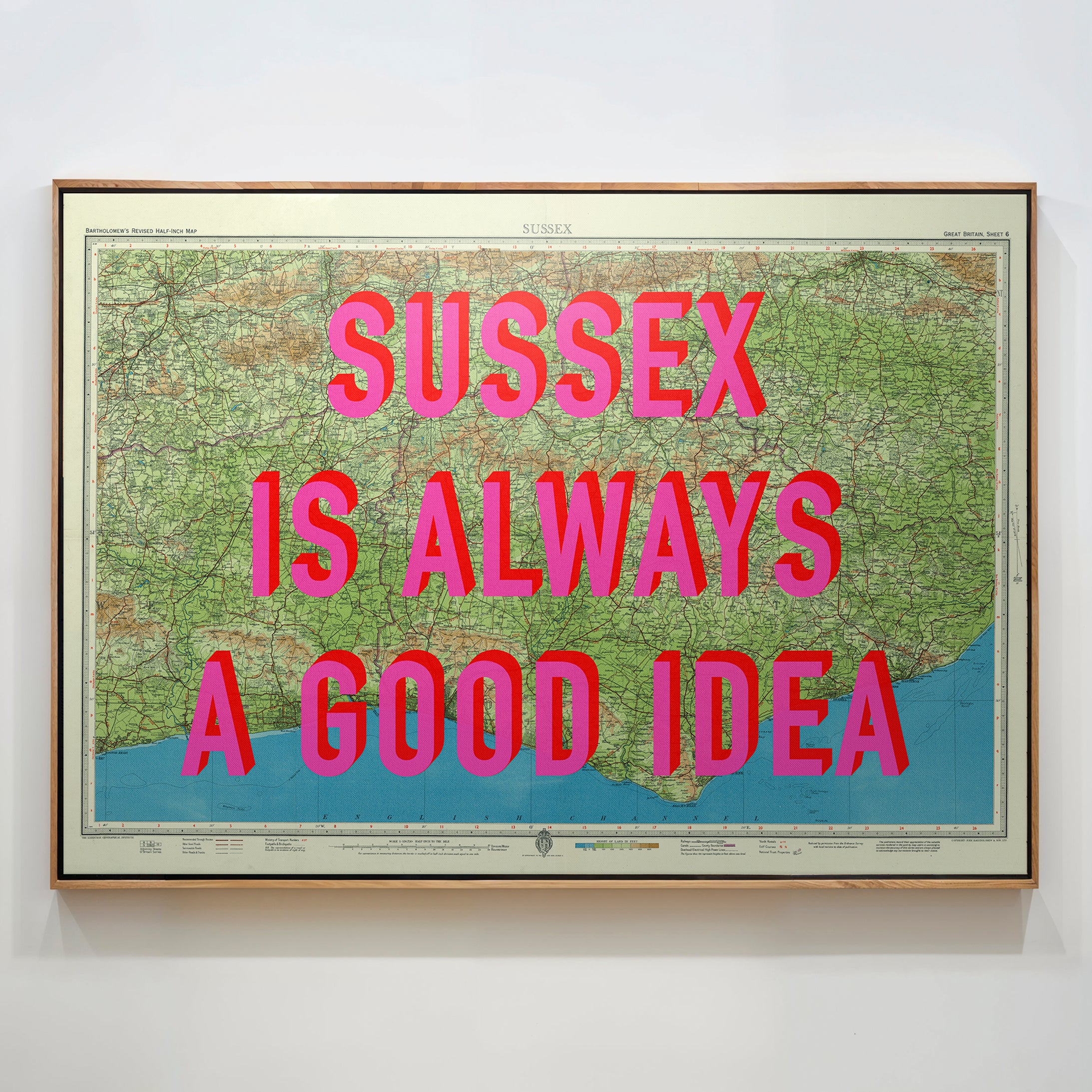 Sussex Pop Art Map Print (landscape)