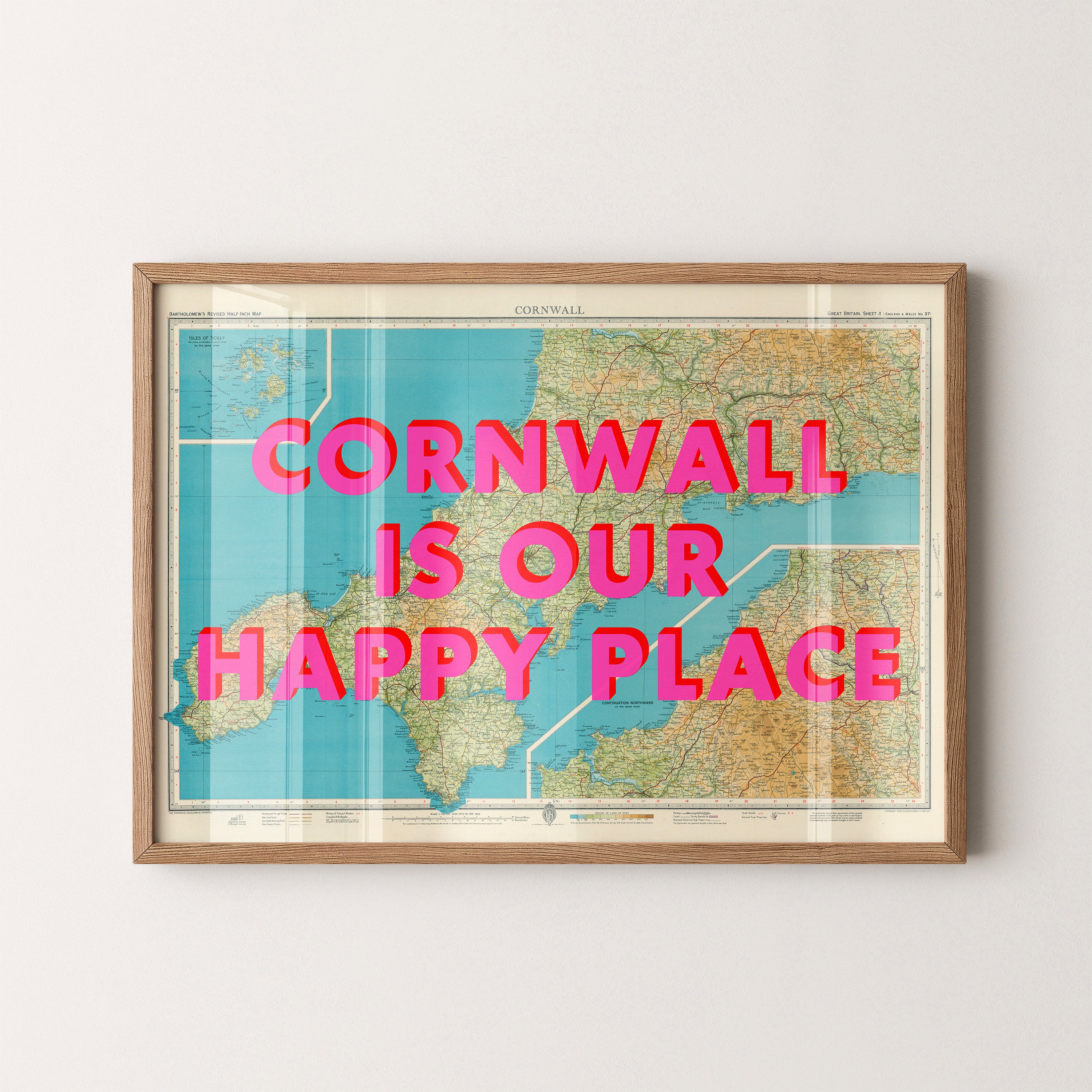 Cornwall Pop Art Map Print (landscape)