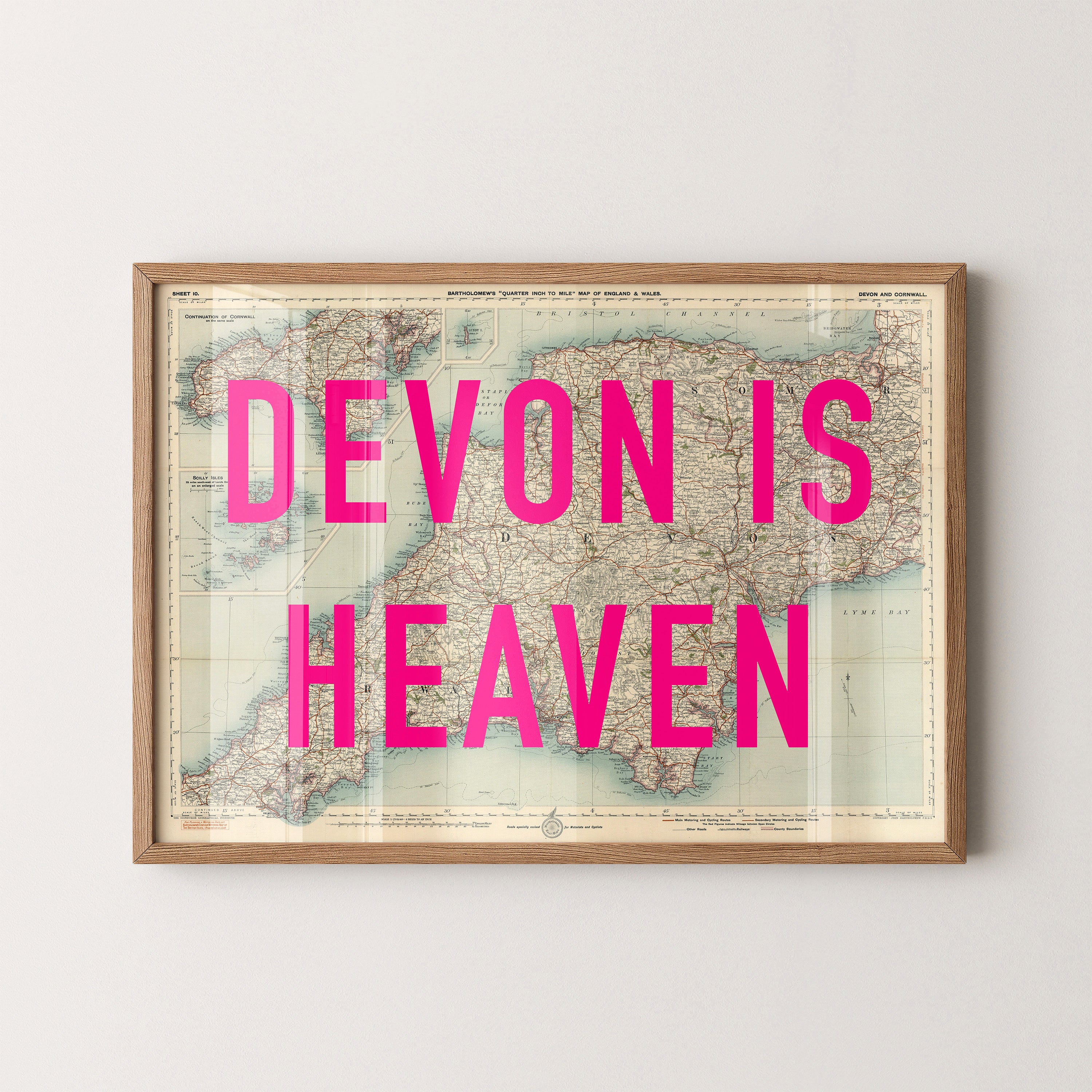 Devon Pop Art Map Print (landscape)