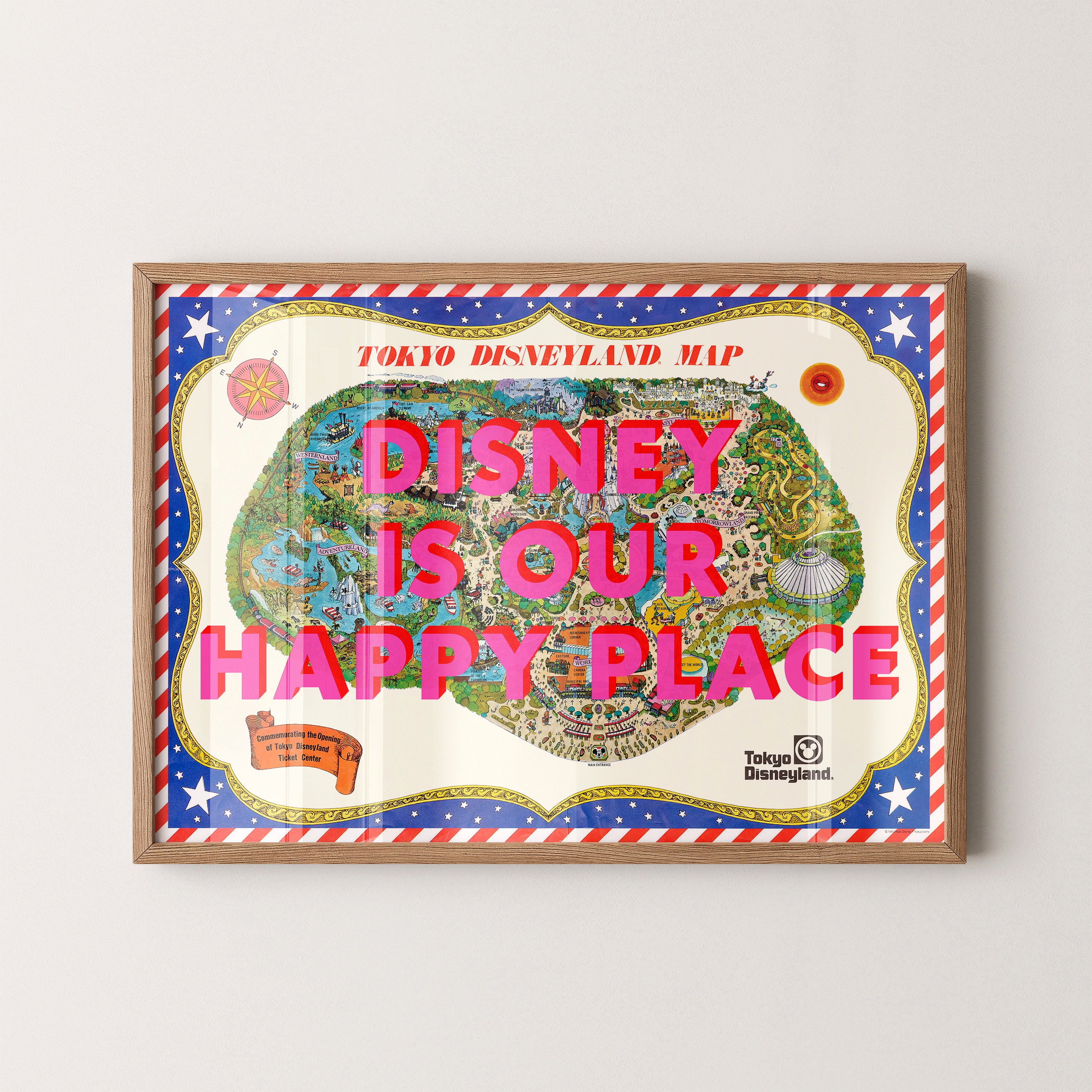 Disneyland Tokyo Theme Park Pop Art Map Print (landscape)