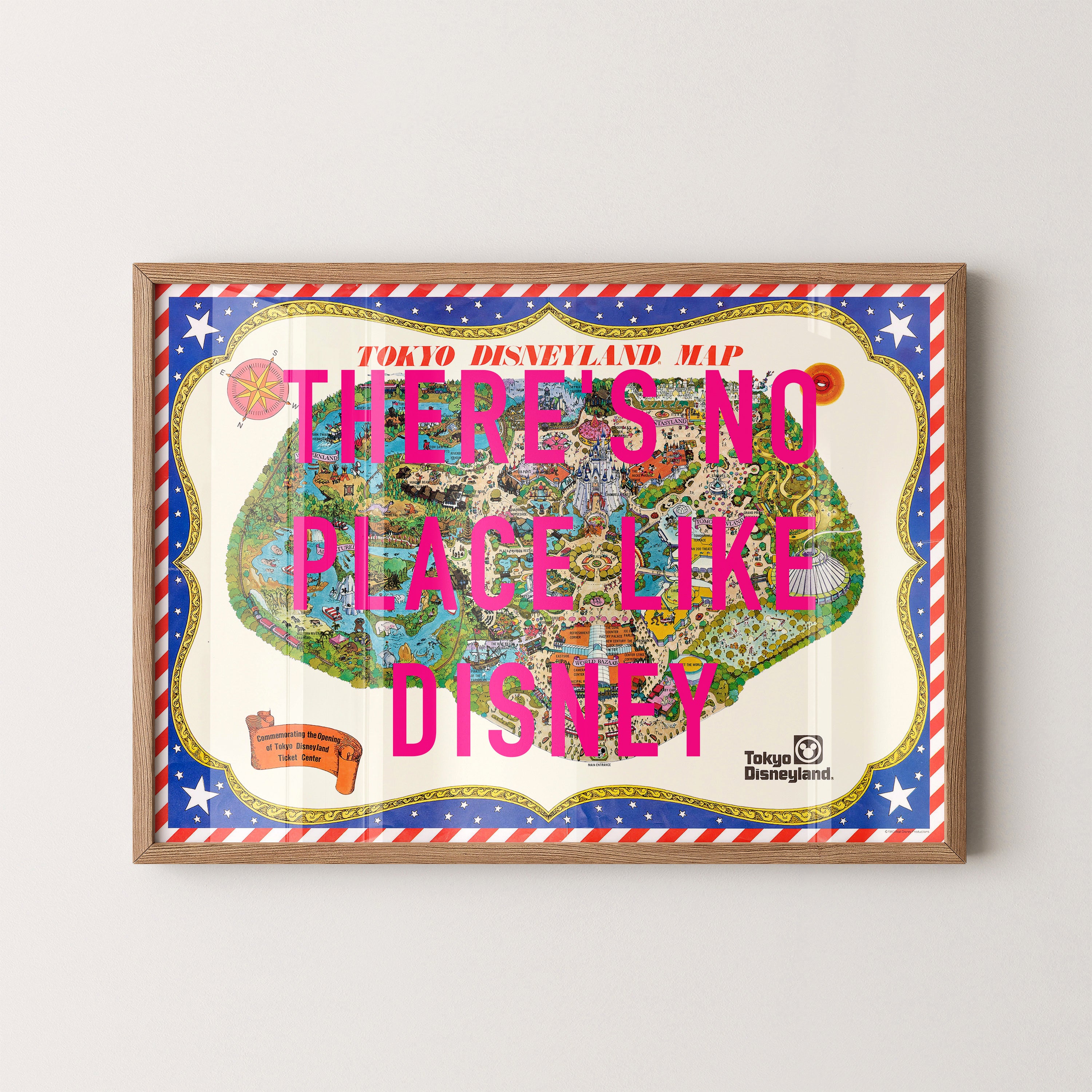 Disneyland Tokyo Theme Park Pop Art Map Print (landscape)