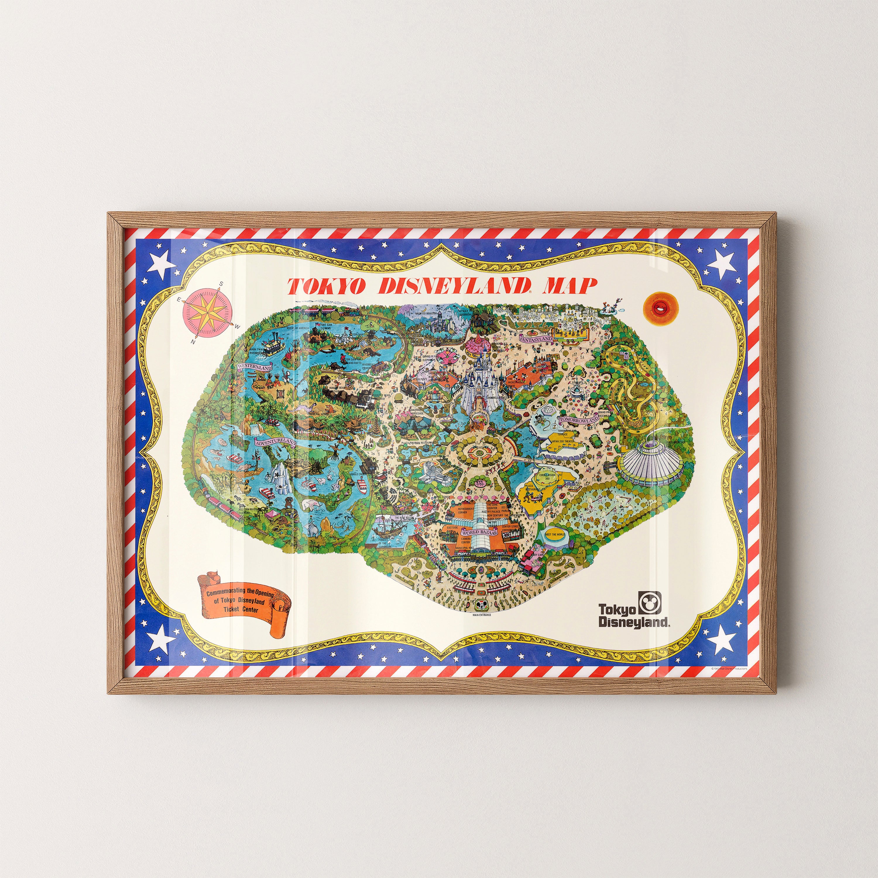 Disneyland Tokyo Theme Park Pop Art Map Print (landscape)