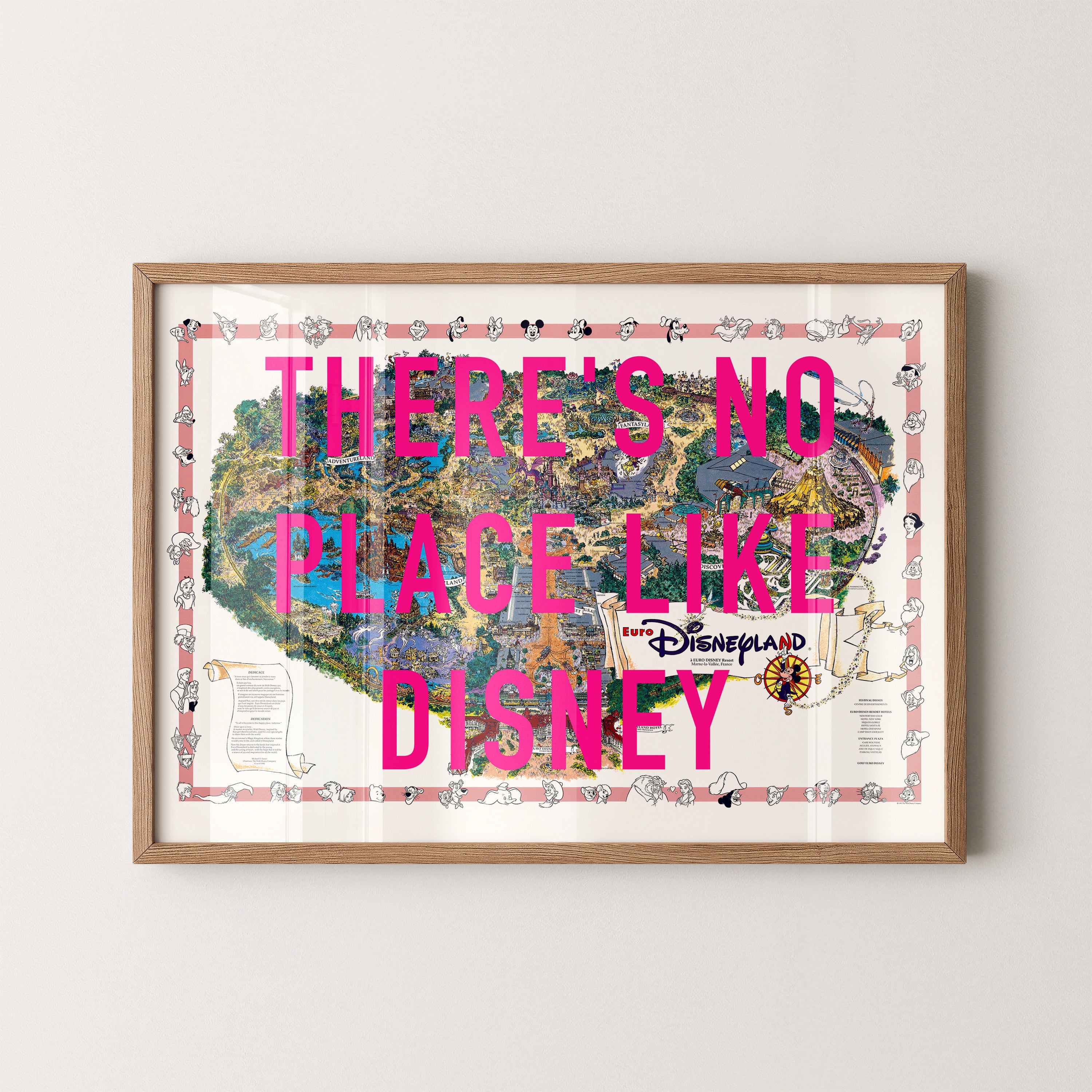 Disneyland Paris Theme Park Pop Art Map Print (landscape)