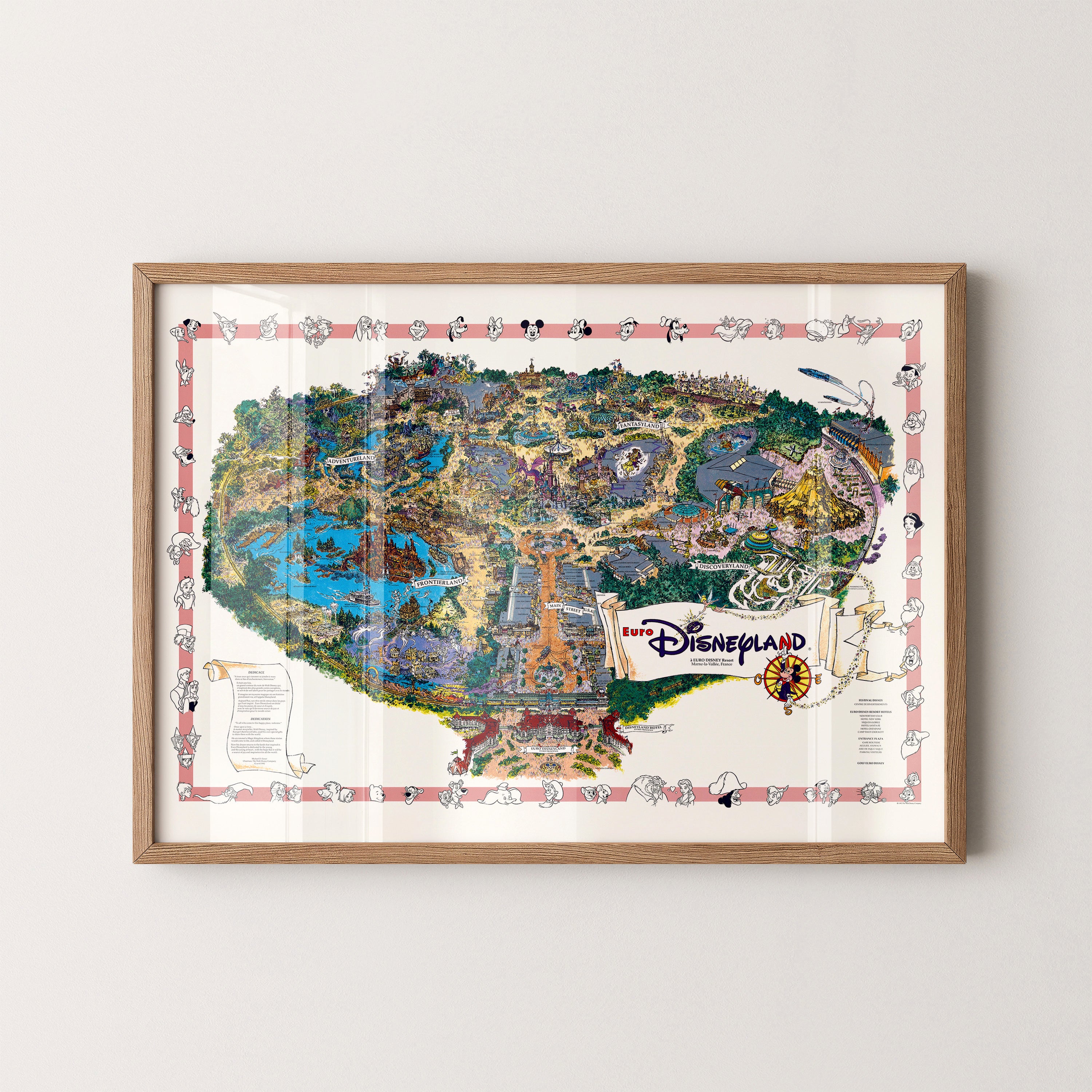 Disneyland Paris Theme Park Pop Art Map Print (landscape)