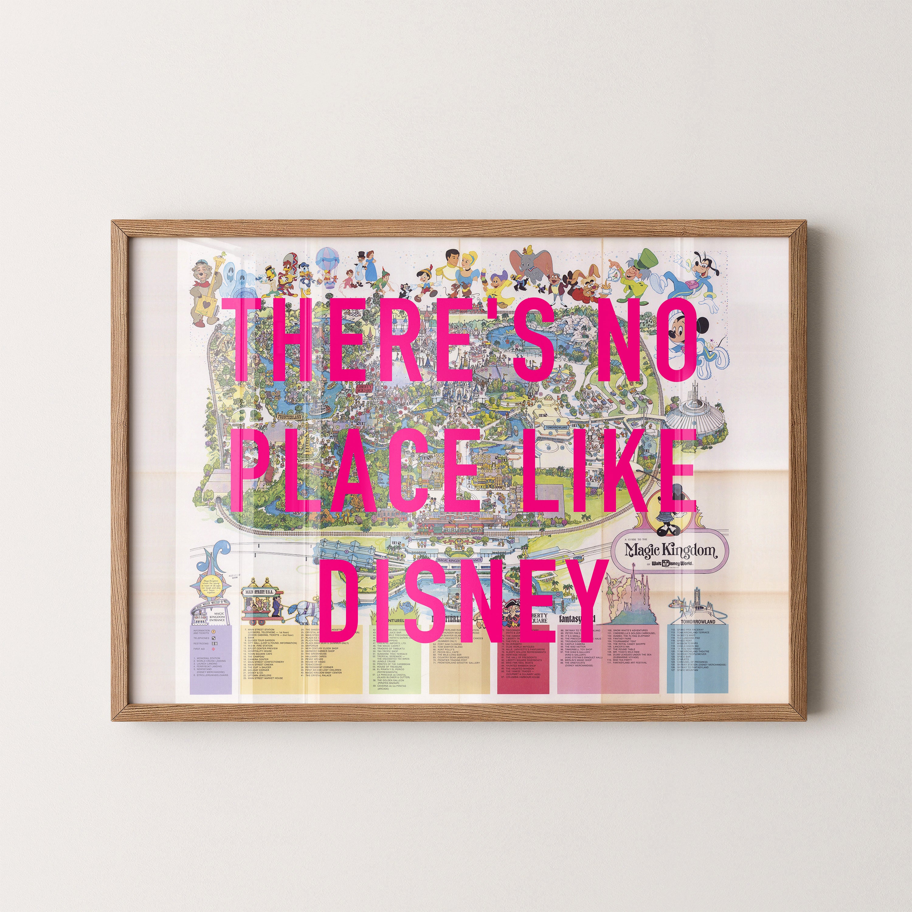 Disney World Florida Theme Park Pop Art Map Print (landscape)