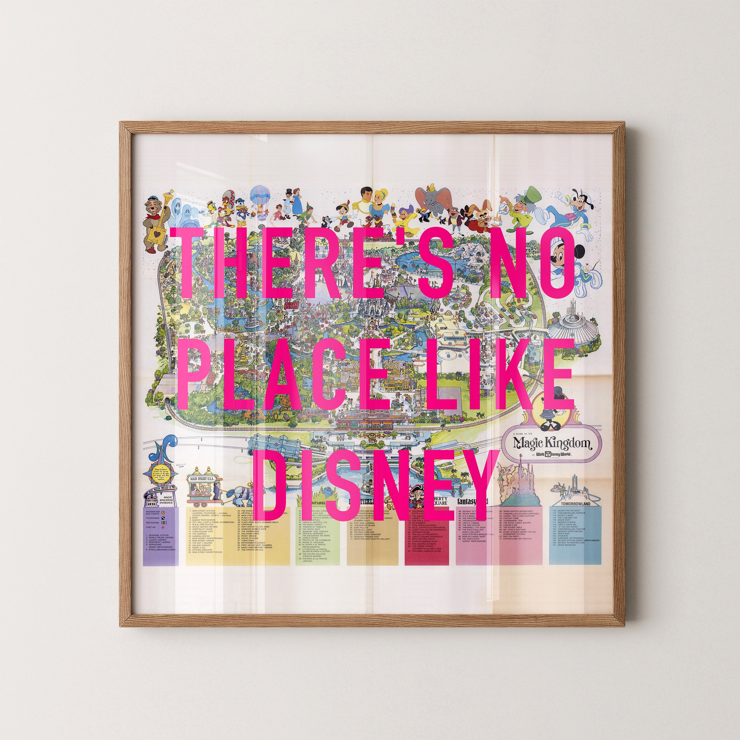 Disney World Florida Theme Park Pop Art Map Print (square)
