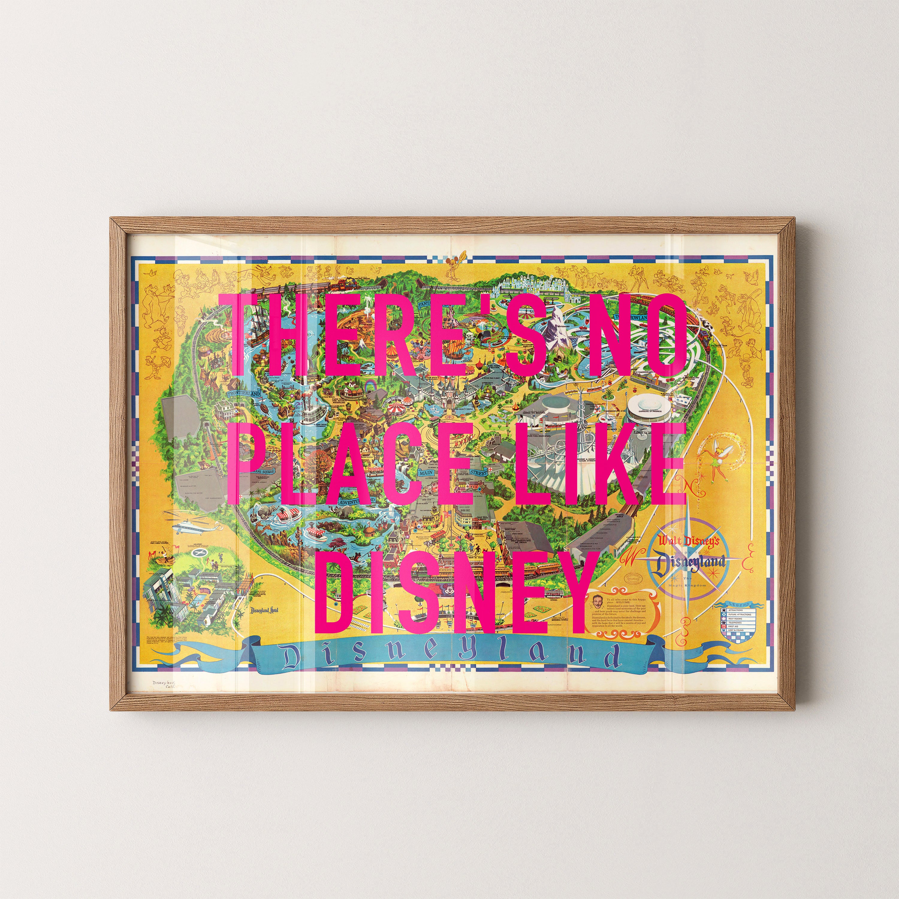 Disneyland California Theme Park Pop Art Map Print (landscape)