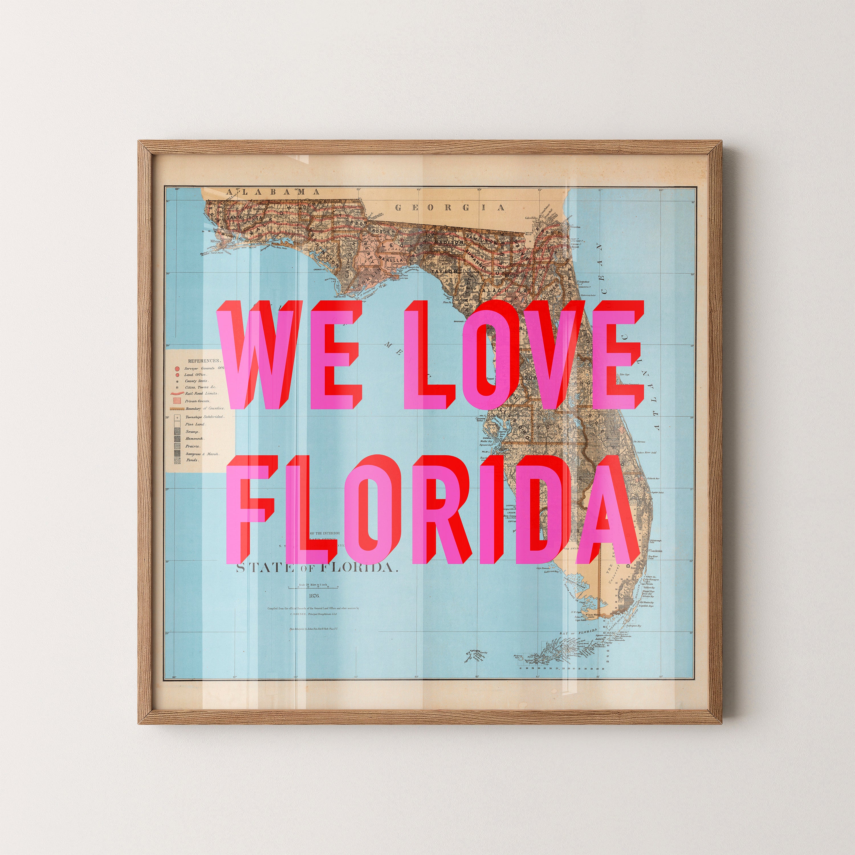 Florida Pop Art Map Print (square)