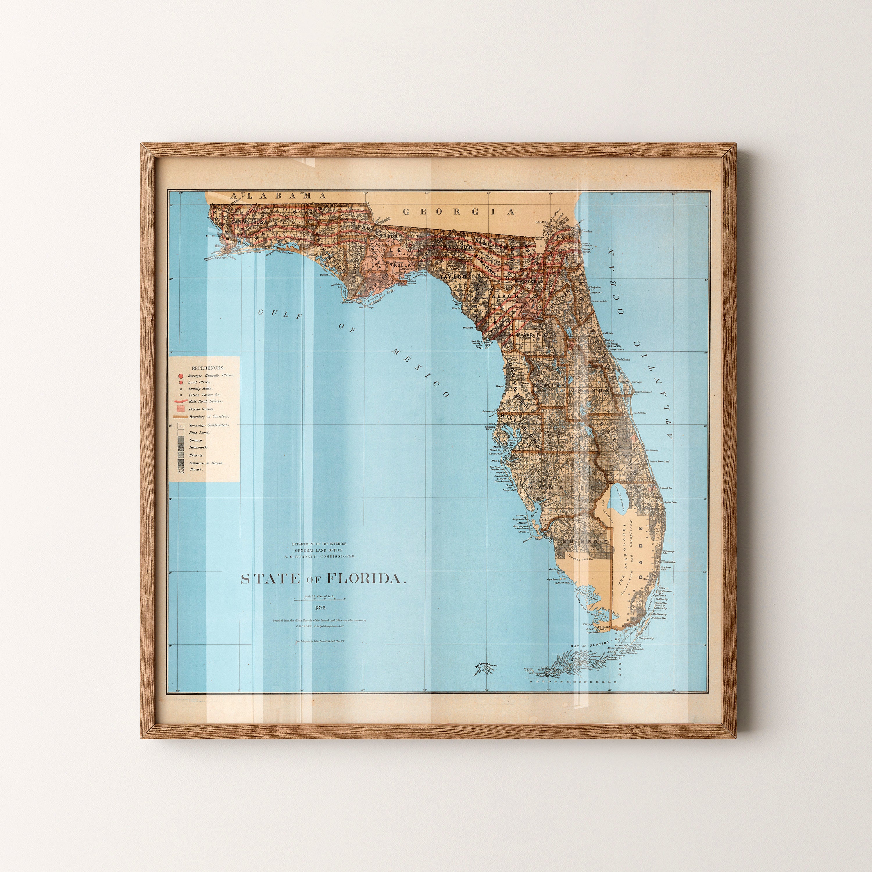Florida Pop Art Map Print (square)