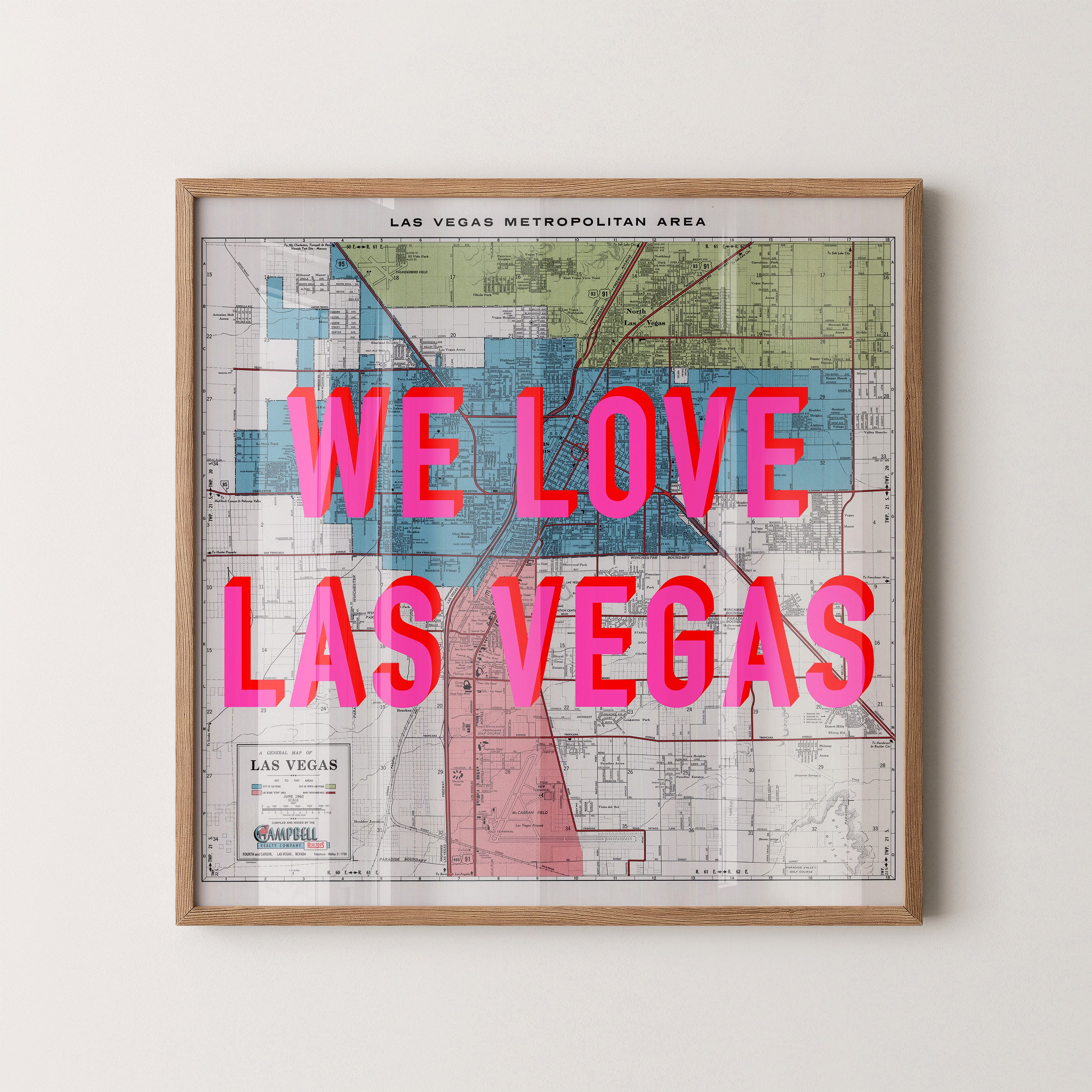 Las Vegas Pop Art Map Print (square)