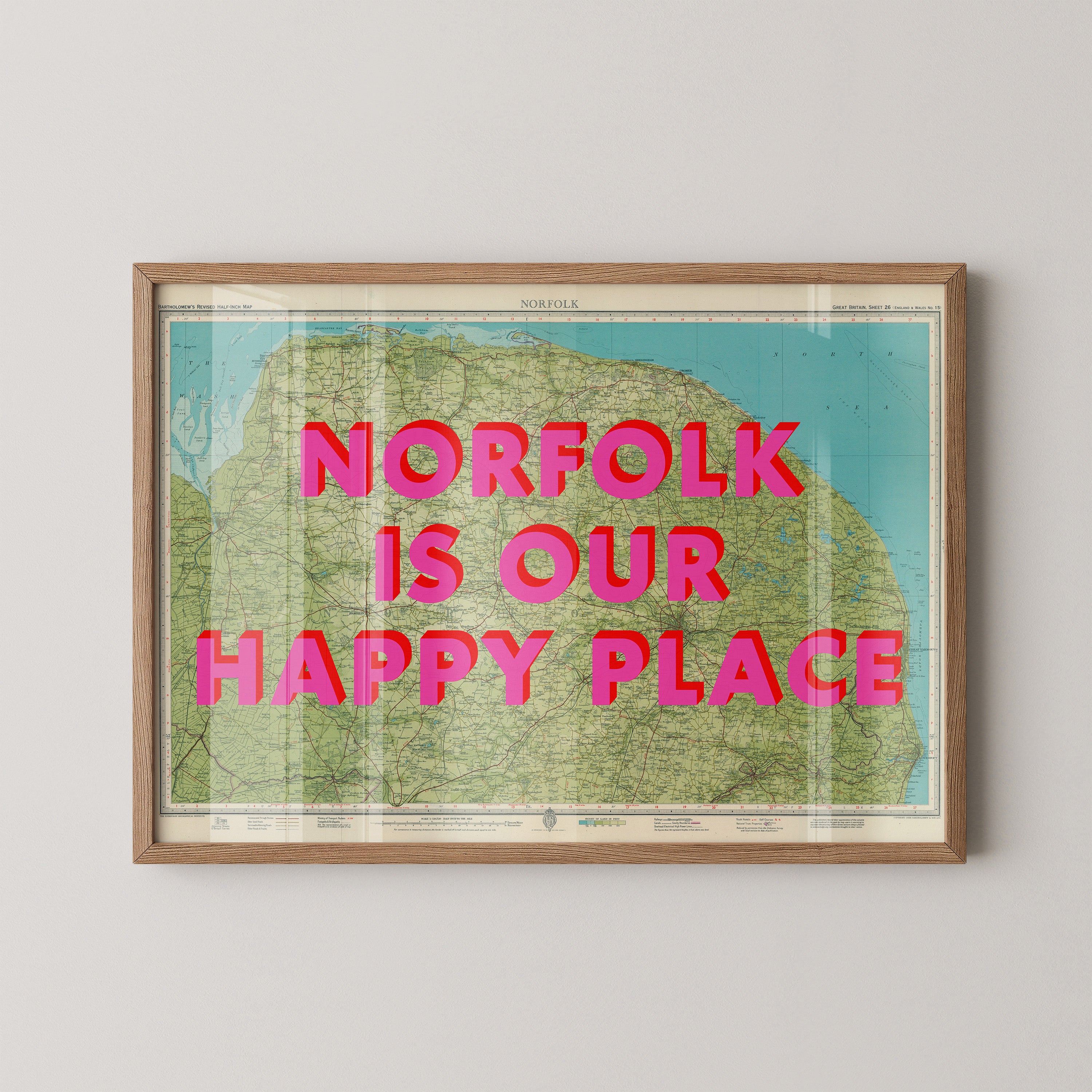 Norfolk Pop Art Map Print (landscape)