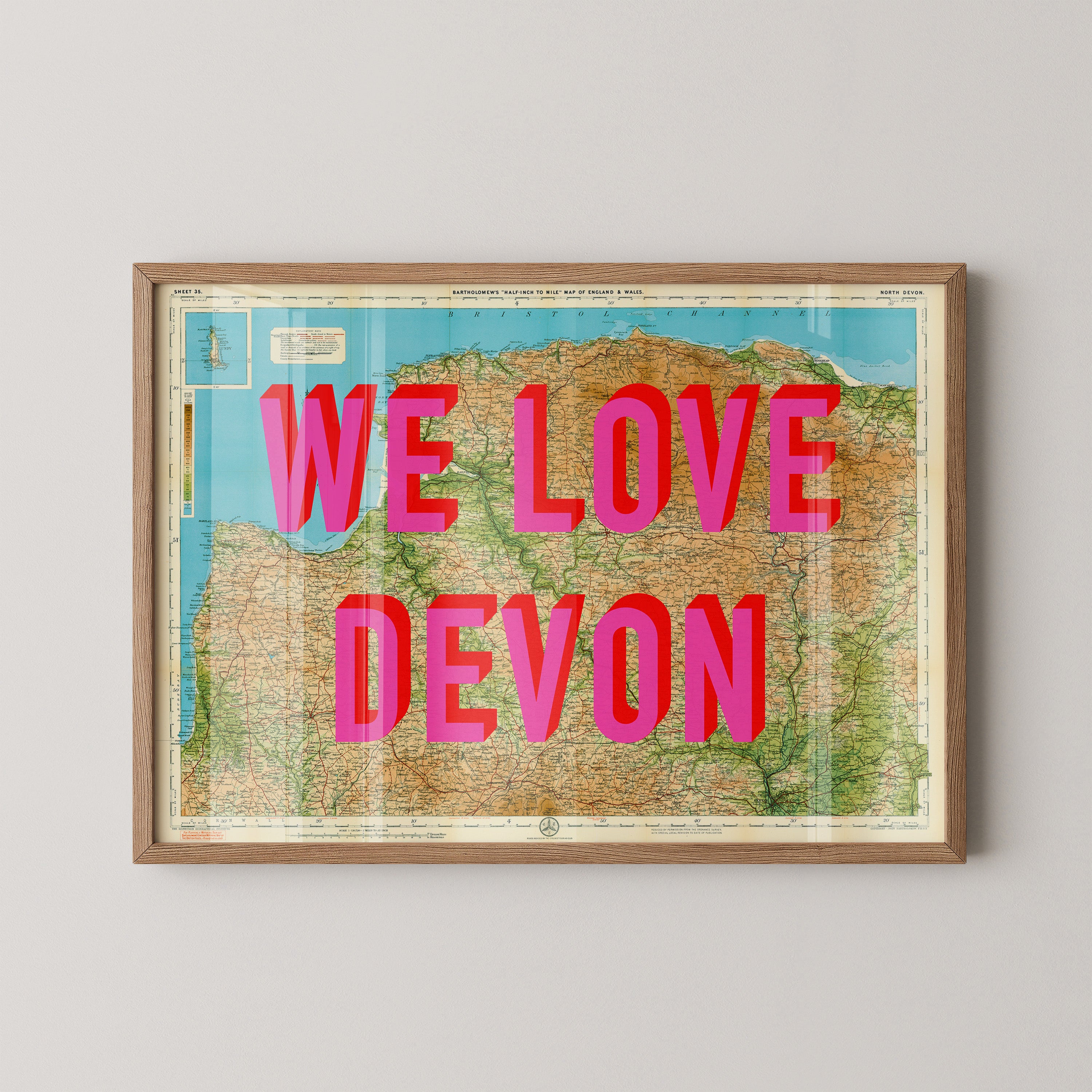 North Devon Pop Art Map Print (landscape)