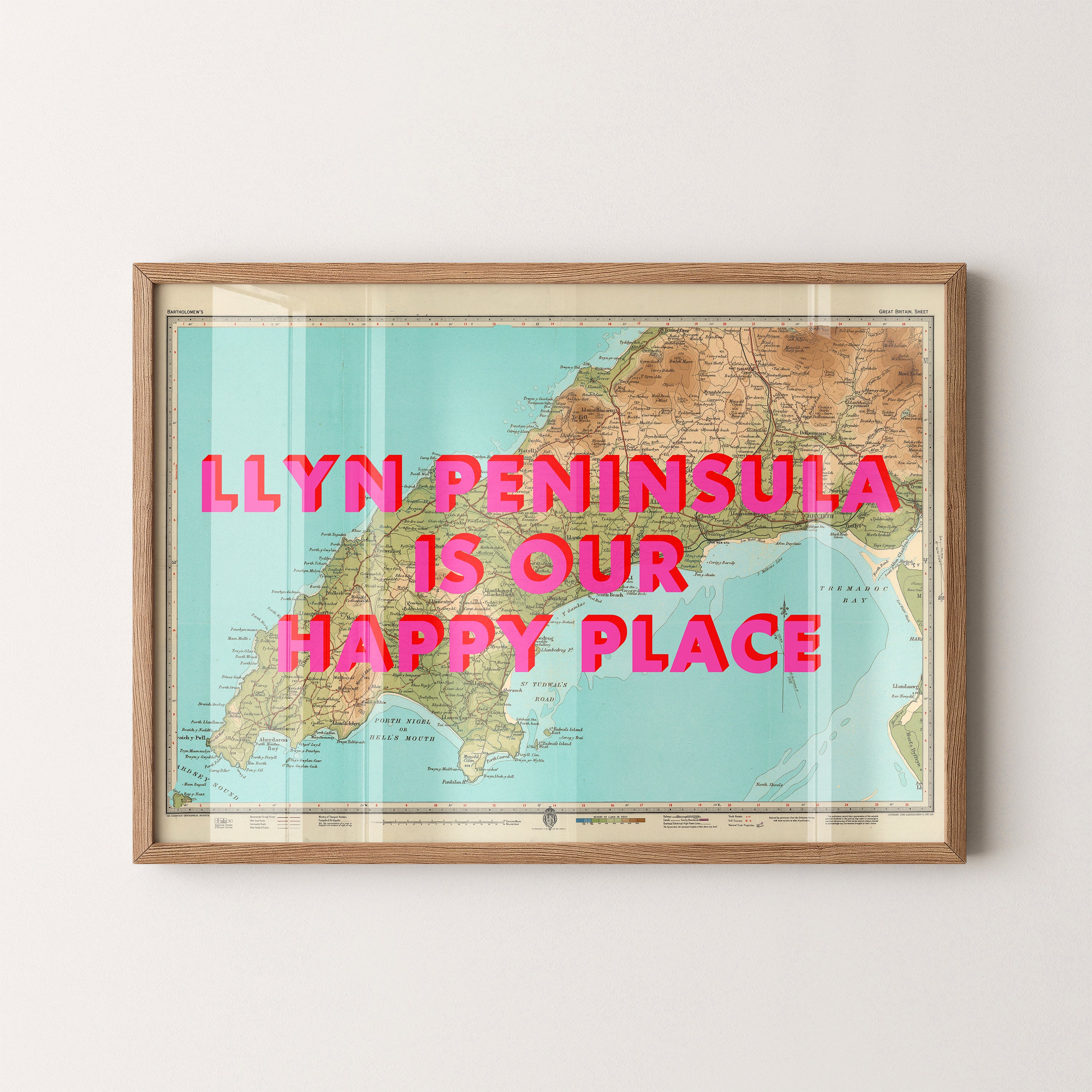 Llyn Peninsula Pop Art Map Print (landscape)
