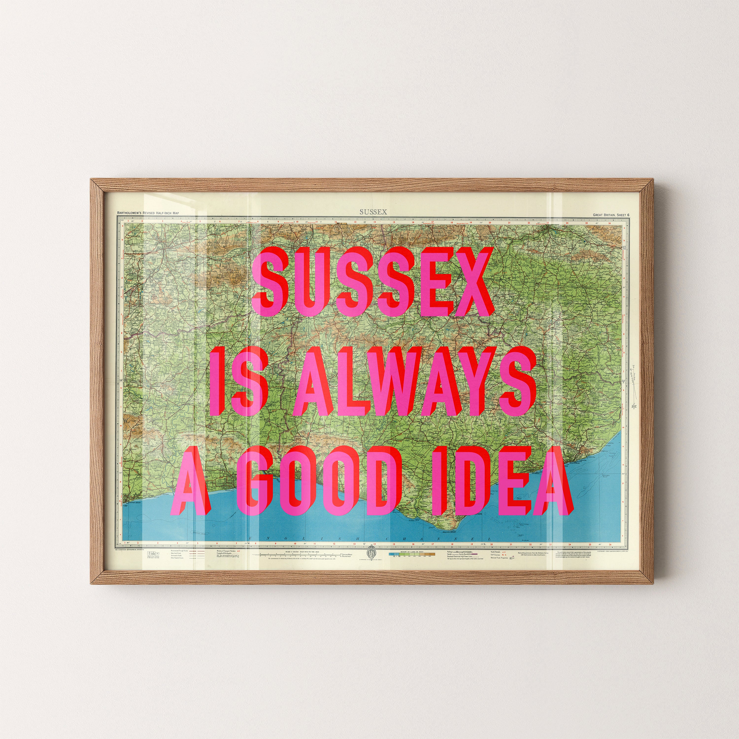 Sussex Pop Art Map Print (landscape)
