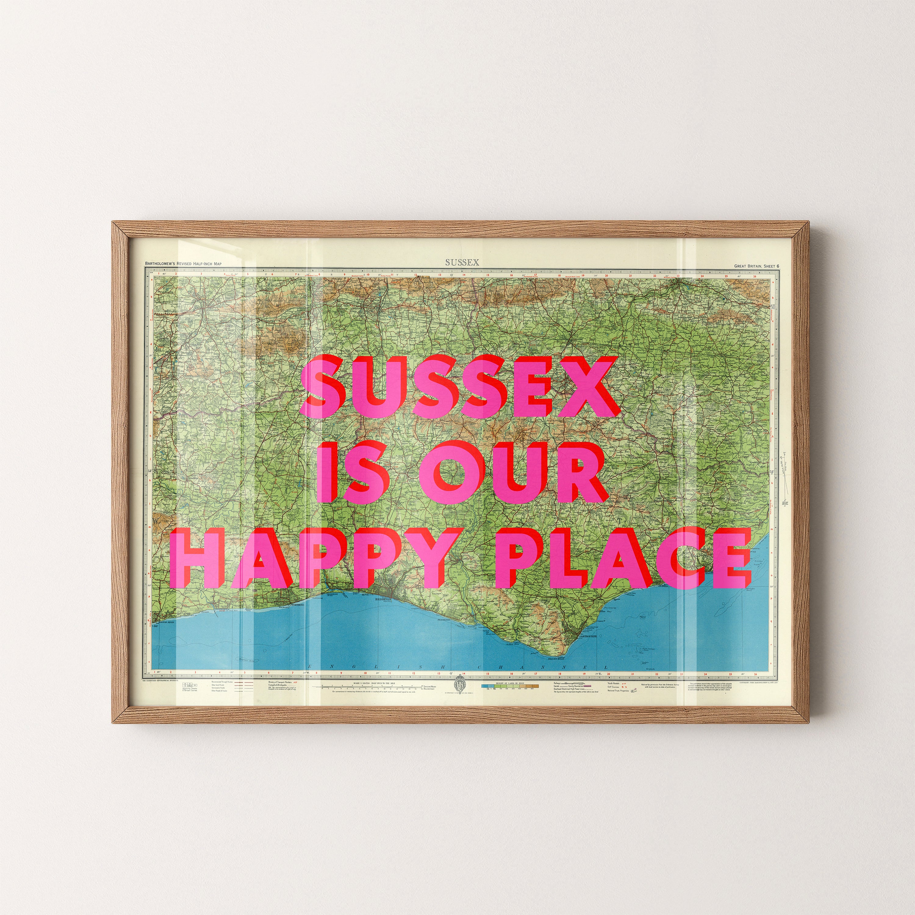 Sussex Pop Art Map Print (landscape)
