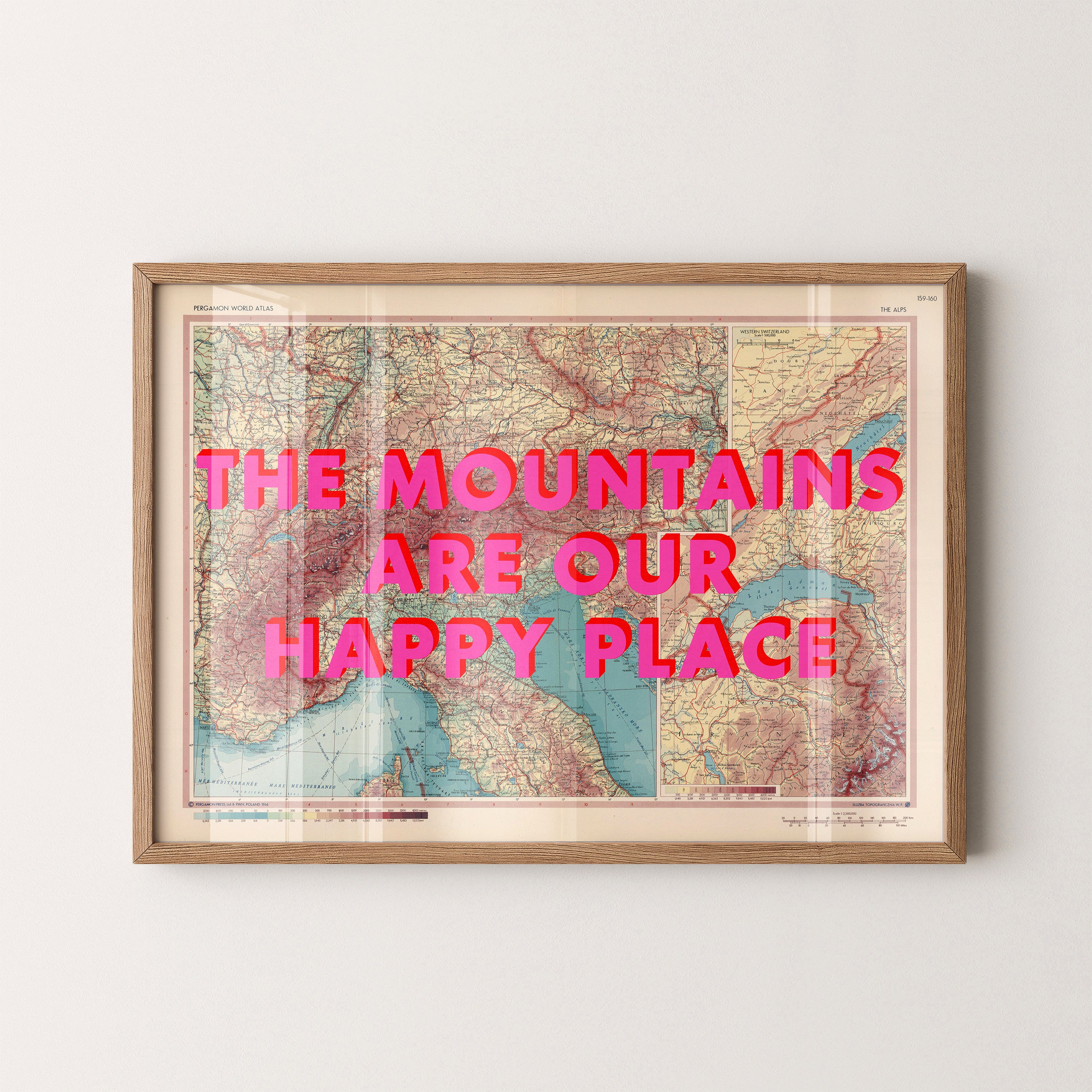 The Alps Pop Art Map Print (landscape)