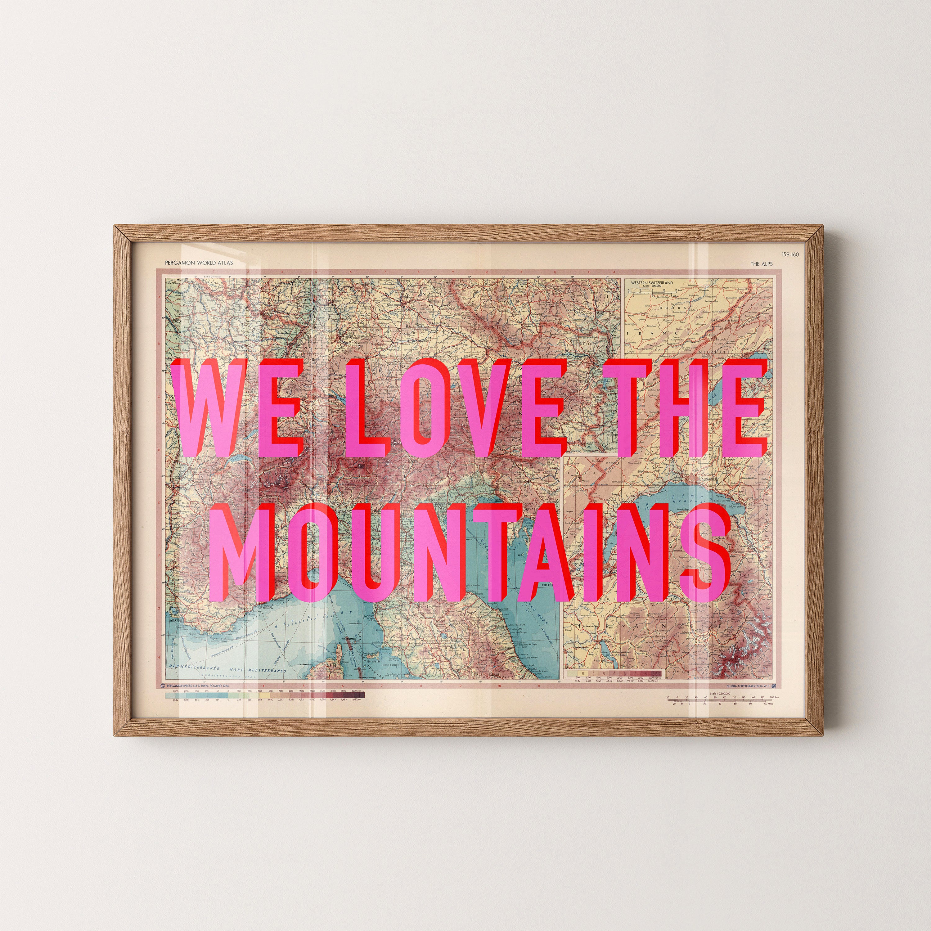 The Alps Pop Art Map Print (landscape)