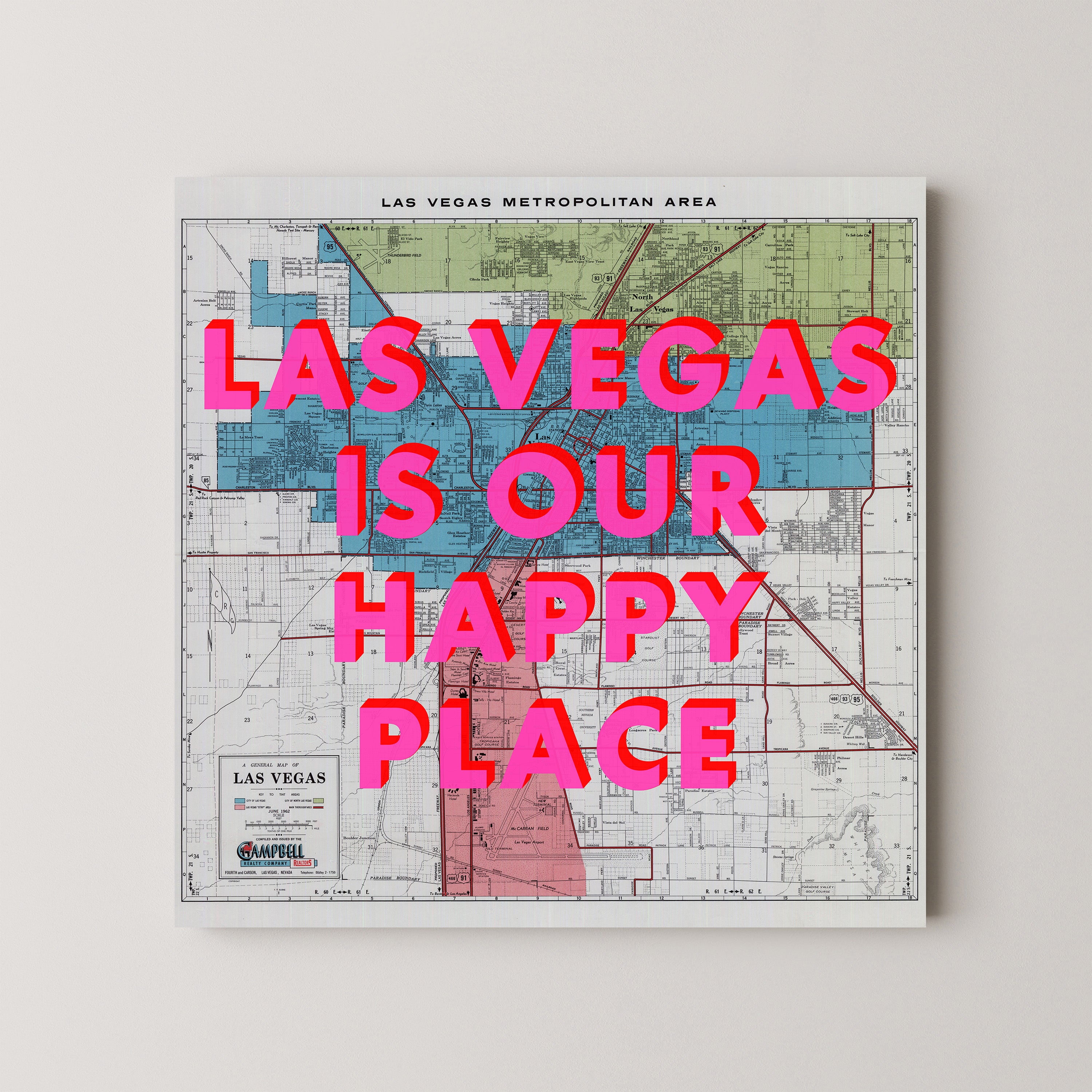 Las Vegas Pop Art Map Print (square)
